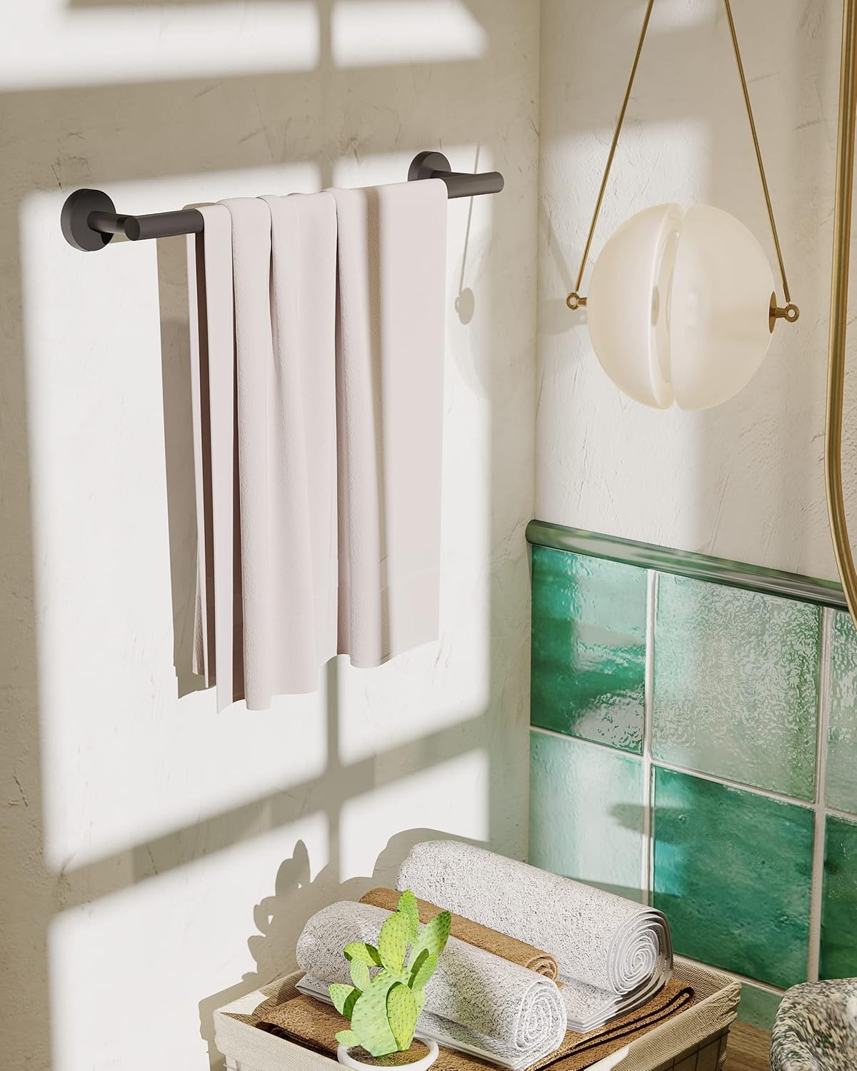 Towe Bar for Bathroom Kitchen Hand Towel Holder Dish Cloths Hanger SUS304 Stainless Steel RUSTPROOF Wall Mount (Matte Black 18-inch Center to Center)
