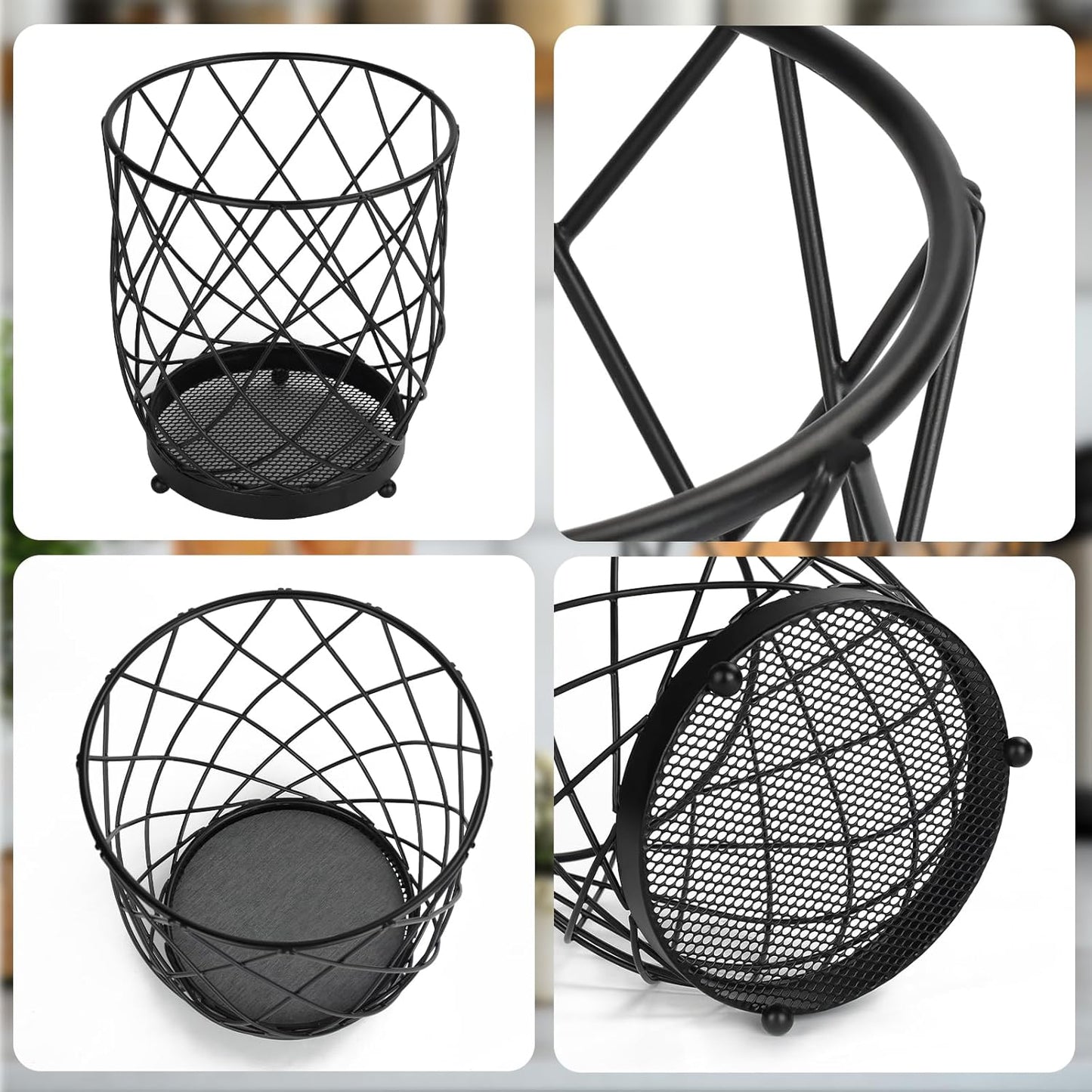 MACEVIA Utensil Holder for Kitchen Counter, Black Metal Organizer with Diatomaceous Earth Base, 4" x 3" x 5.5", Countertop Storage for Spoons,Spatulas and Cooking Utensils,Set of 2