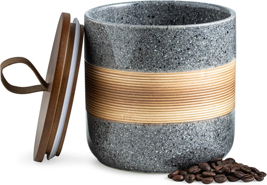 Spice Jars with Airtight Lid, Coffee Container Canister Kitchen Food Storage Jars for Spice Sugar Tea Bag, Stackable Decorative Jars for Countertop, Grey & 37 fl.oz