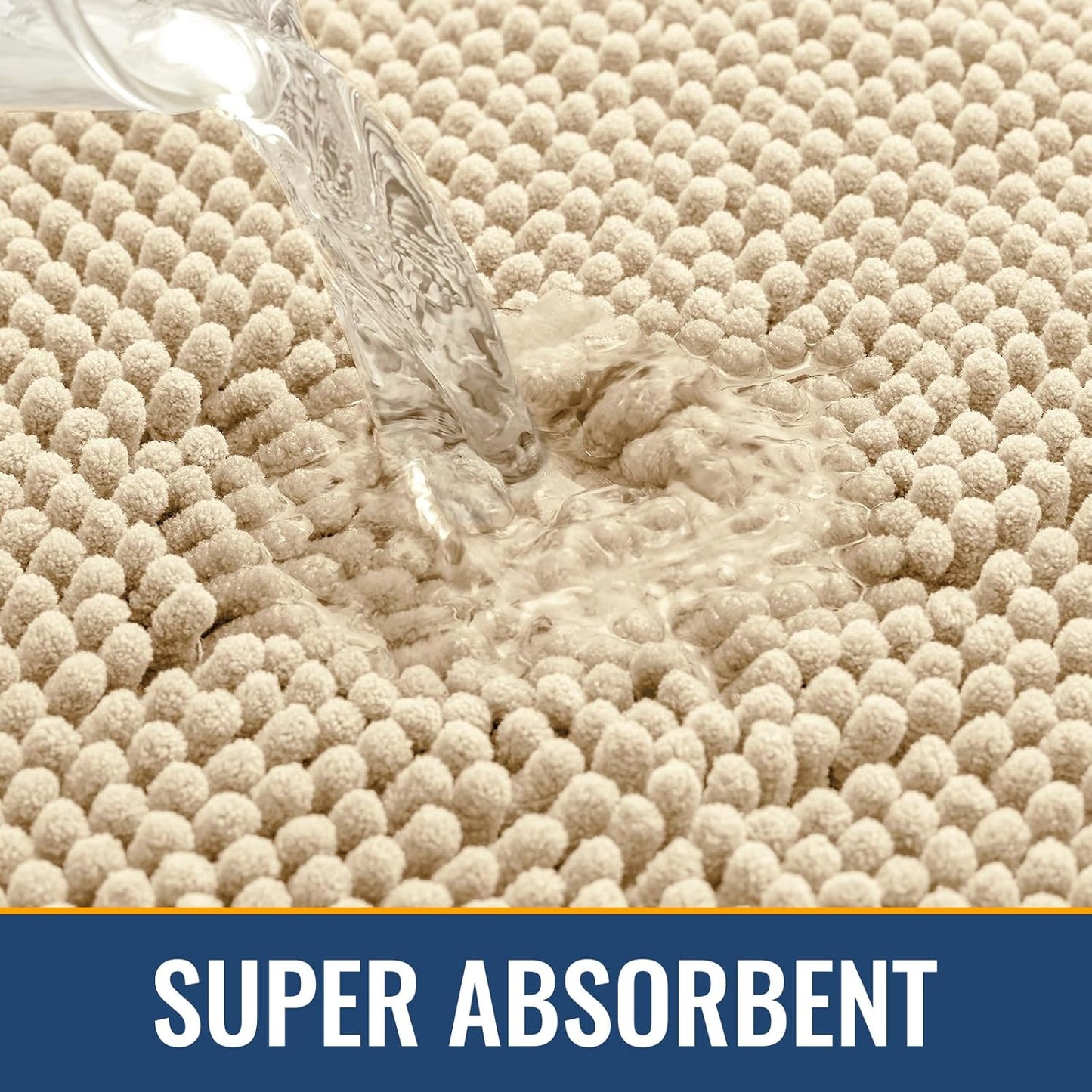 Arotive Bathroom Rugs 47x32, Extra Soft Absorbent Shaggy Chenille Bath Rugs, Machine Washable Rubber Backing Non-Slip Bath Mats for Bathroom Floor Tub and Shower, Home Decor Accessories, Beige