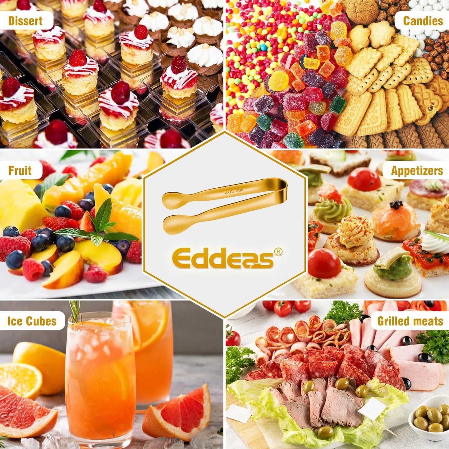 12 PCS Small Serving Tongs, 4.3" Mini Gold Tongs, Gold Kitchen Tongs for Serving Food, Coffee Bar, Tea Party, Desserts Party and Ice Bucket