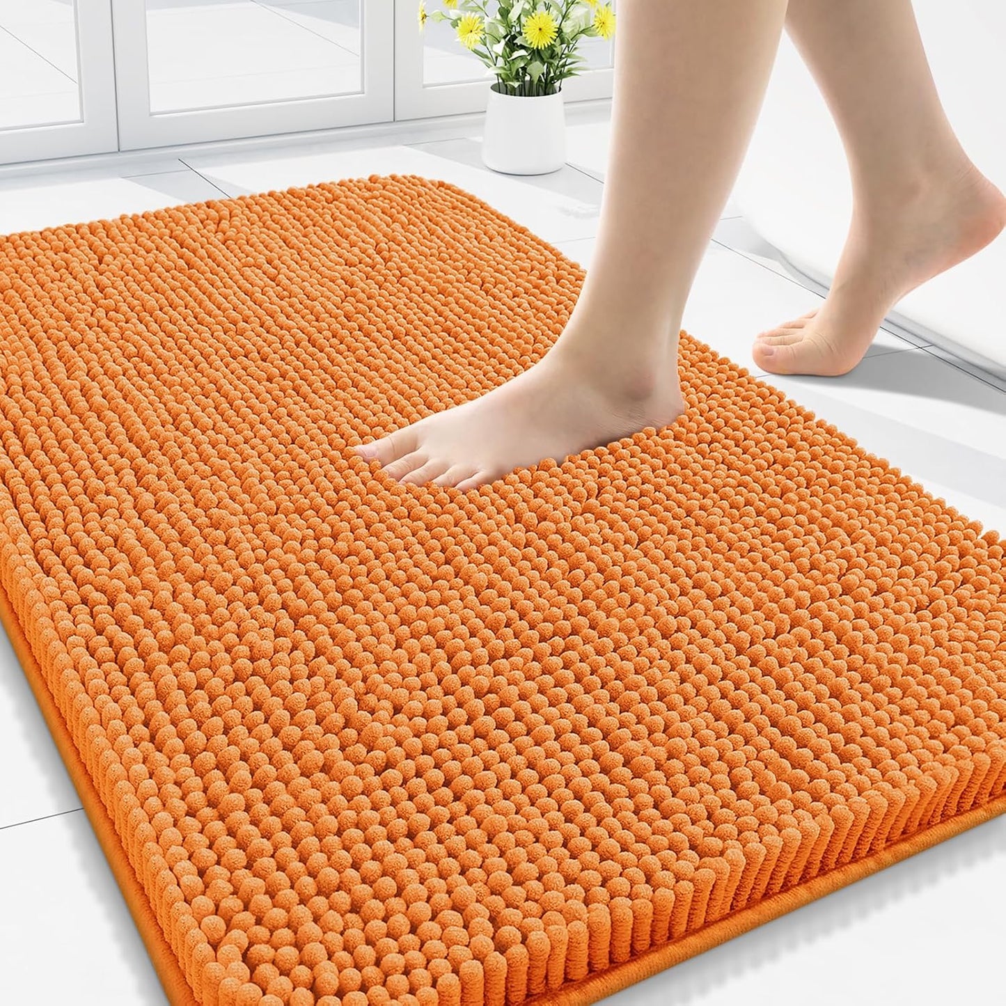 Arotive Bathroom Rugs 30x20, Extra Soft Absorbent Shaggy Chenille Bath Rugs, Machine Washable Rubber Backing Non-Slip Bath Mats for Bathroom Floor Tub and Shower, Home Decor Accessories, Coral