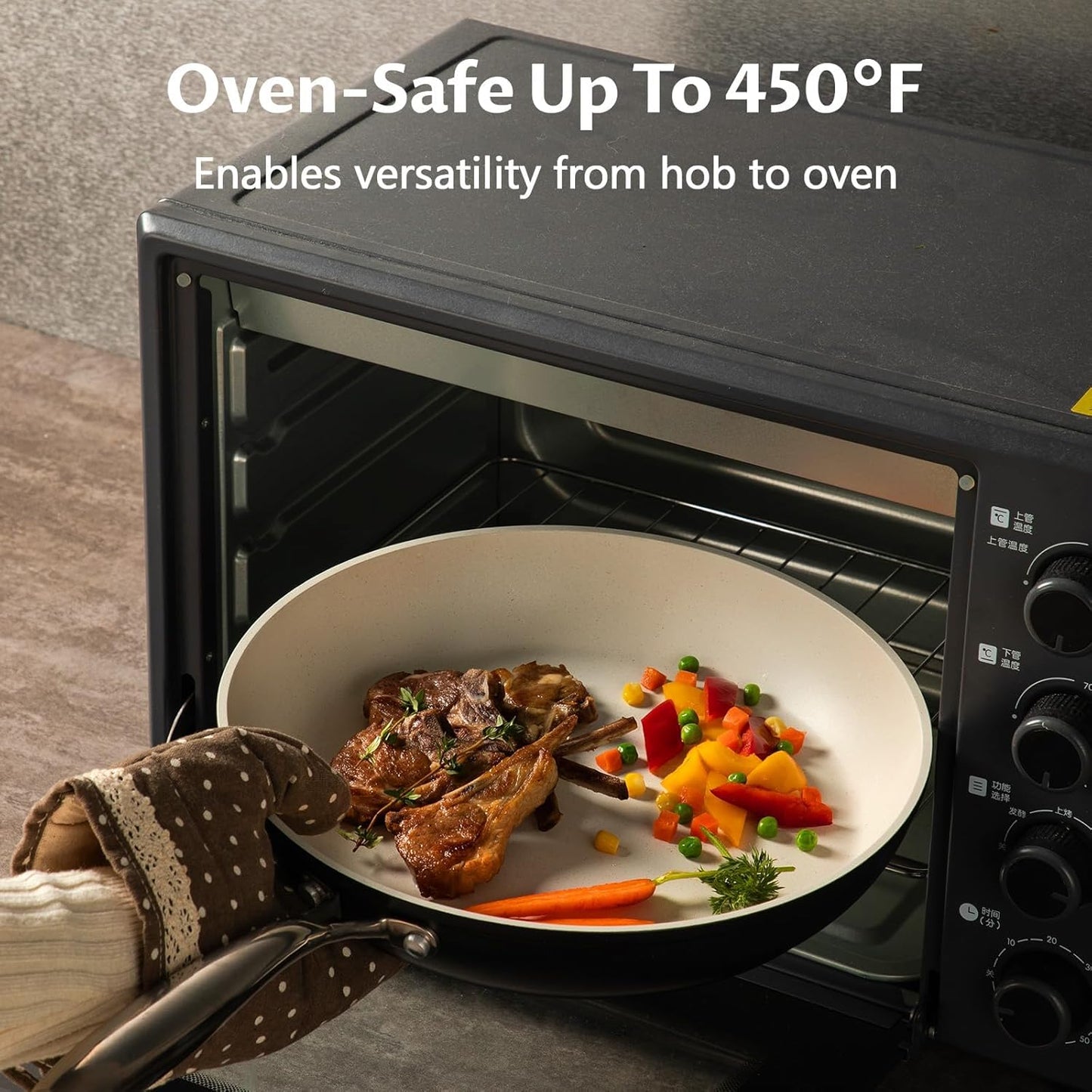 UCC LIFE Nonstick Frying Pan Skillet, Granite Coating Pan, Healthy Stone Cookware Chef's Pan, PFOA Free Compatible with All kitchen Stovetops (8 Inch White)