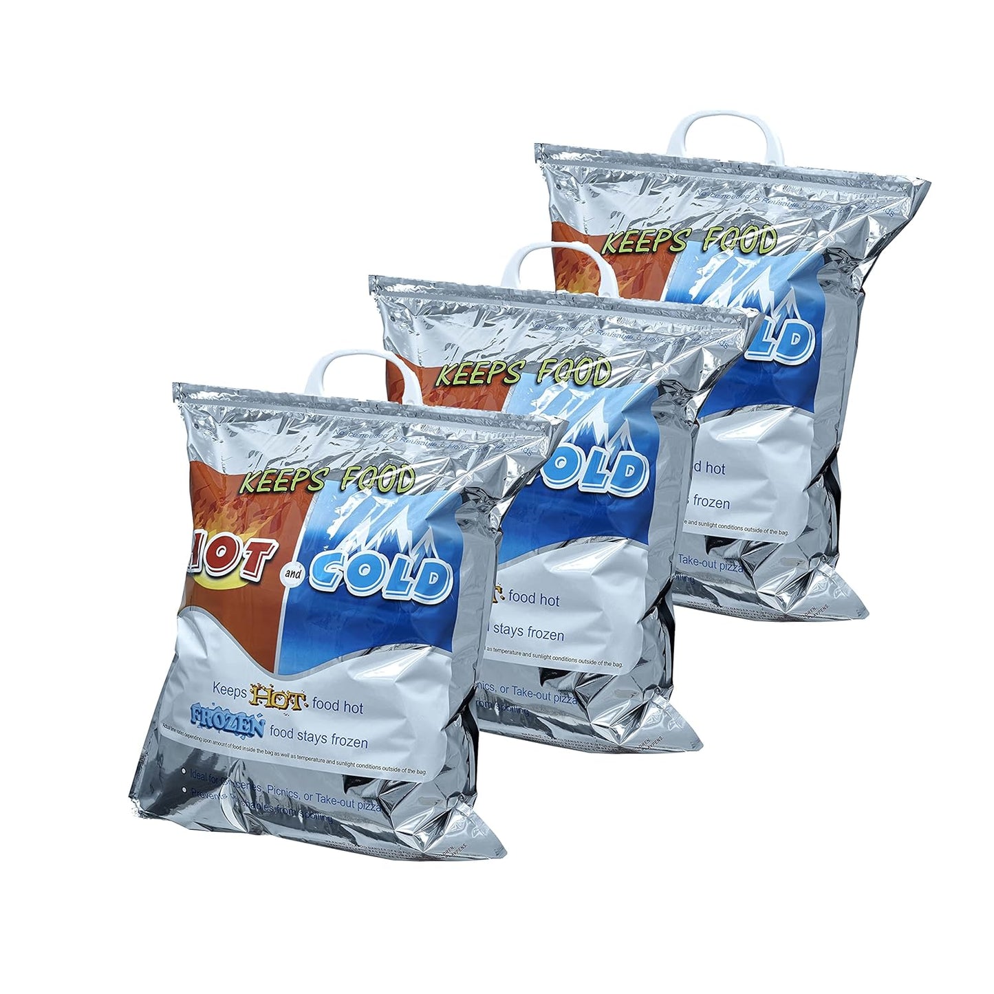 Superio Hot and Cold Insulated Bags for Food Delivery, Grocery Shopping Bags, Food Storage for Hot and Frozen Food for Travel, Disposable Cooler Bag, Reinforced Thermal Lunch Bag (3, 16"x19.25")