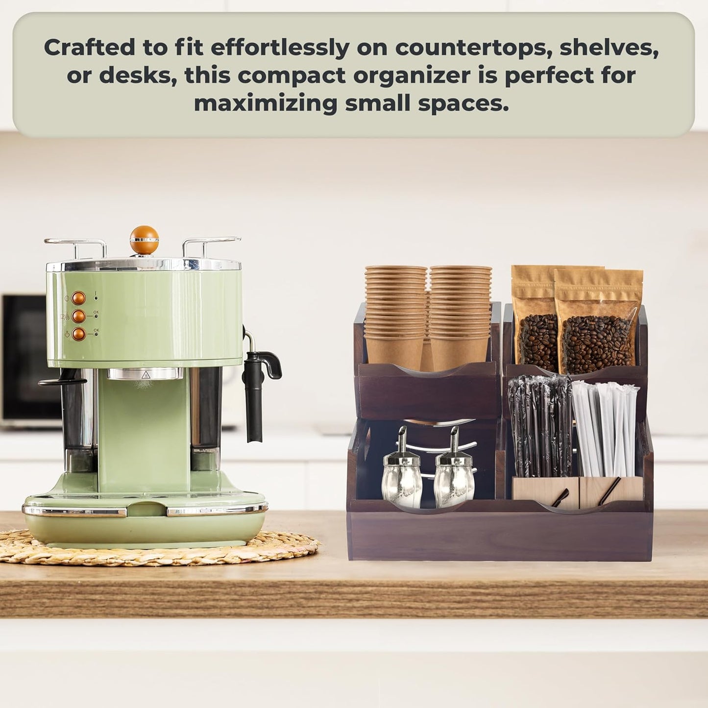 Acacia Wood Pantry Storage Bins - Stackable Open Front Kitchen Baskets with Airflow Vent for Potato, Onion, Fruit, Vegetable, and Bread Storage, Wood Organizer for Pantry and Countertop