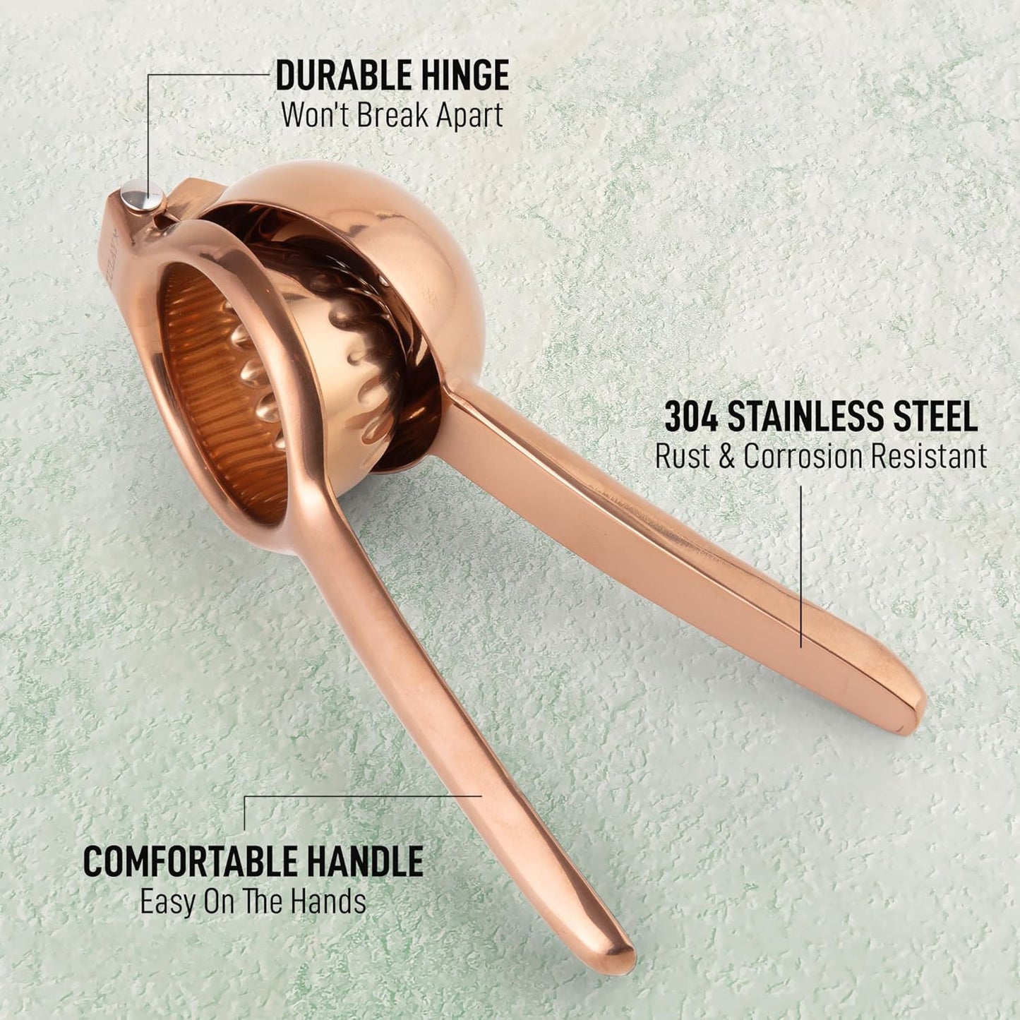 Zulay Kitchen Lemon Squeezer Stainless Steel - Premium Quality, Heavy Duty Solid Metal Squeezer Bowl - Large Manual Citrus Press Juicer and Lime Squeezer Stainless Steel - Rose Gold