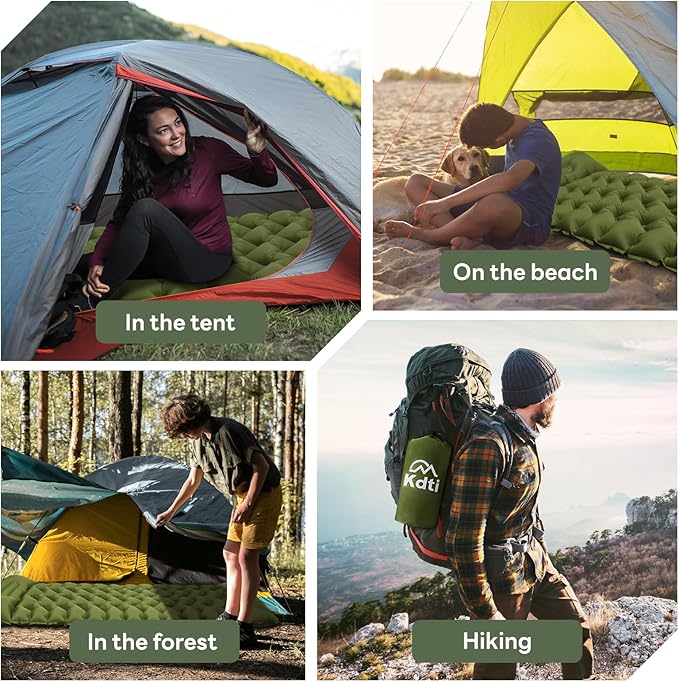 Ultralight Inflatable Sleeping Pad with Built-in Foot Pump - Upgraded Durable Air Mattress for Camping, Backpacking, Hiking - Compact Design Includes Carry Bag (Green)