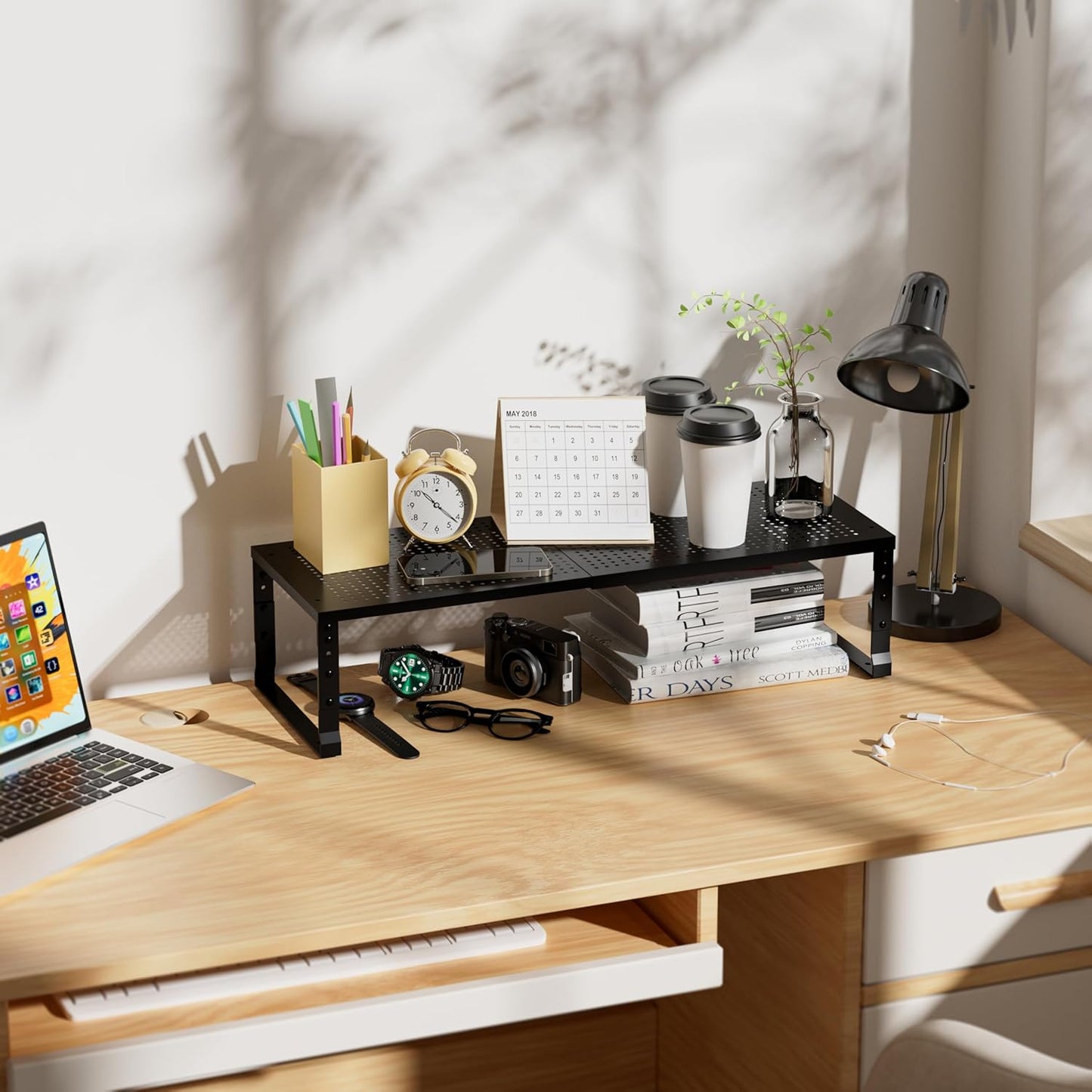 Expandable Spice Rack & Kitchen Cabinet Organizer - Stackable, Adjustable Shelves for Cabinets, Countertops, Cupboards & Pantries(2 Packs/Medium/Black)