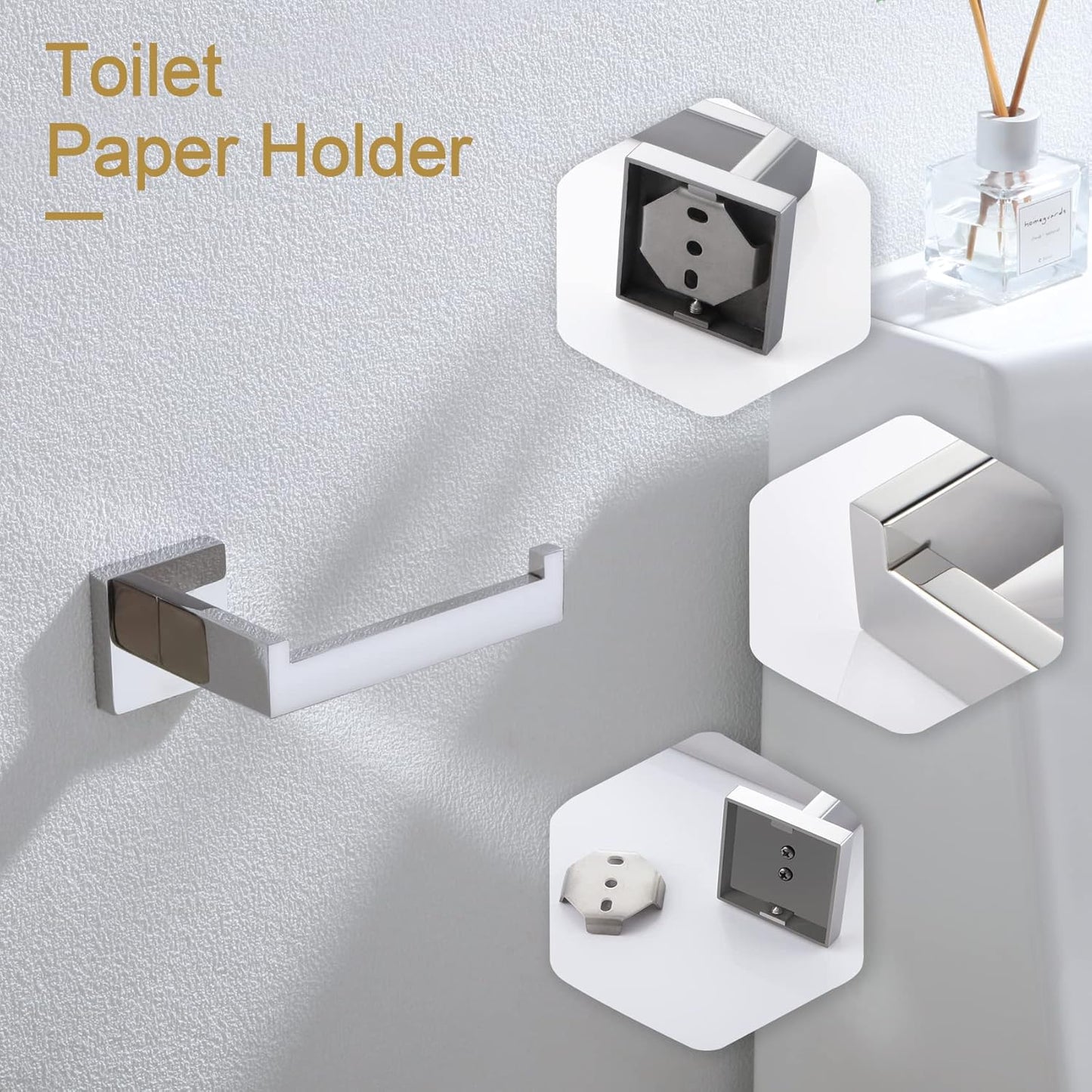 KOKOSIRI Toilet Paper Holder Chrome Toilet Roll Holder for Bathroom Kitchen Washroom T-304 Stainless Steel Wall Mounted, Polished Finish, B2003CH