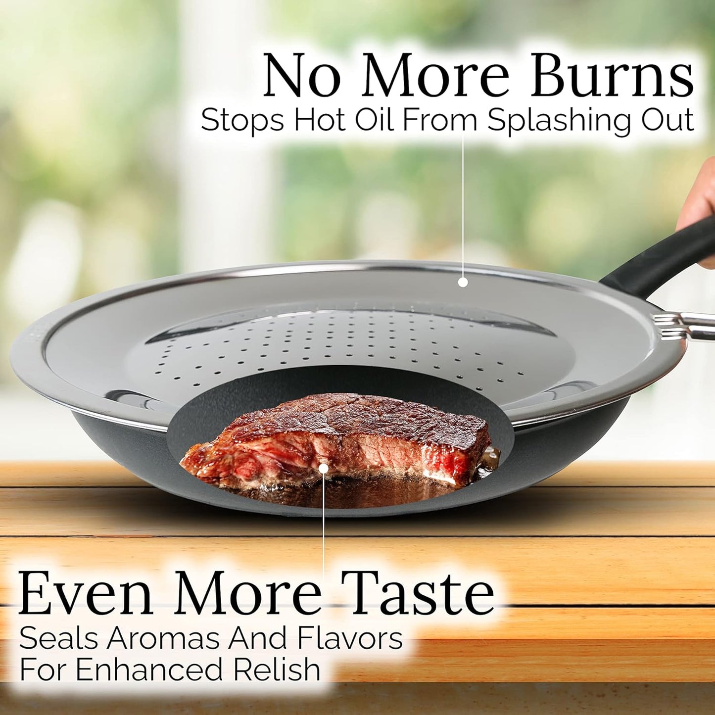 LUCETE Stainless Steel Splatter Screen 12.6" – Hot Grease Splatter Screen for Frying Pan - Oil Splash Guard - Protect your Skin from Burn & Keep Your Kitchen Cleaner (12.6 inch)