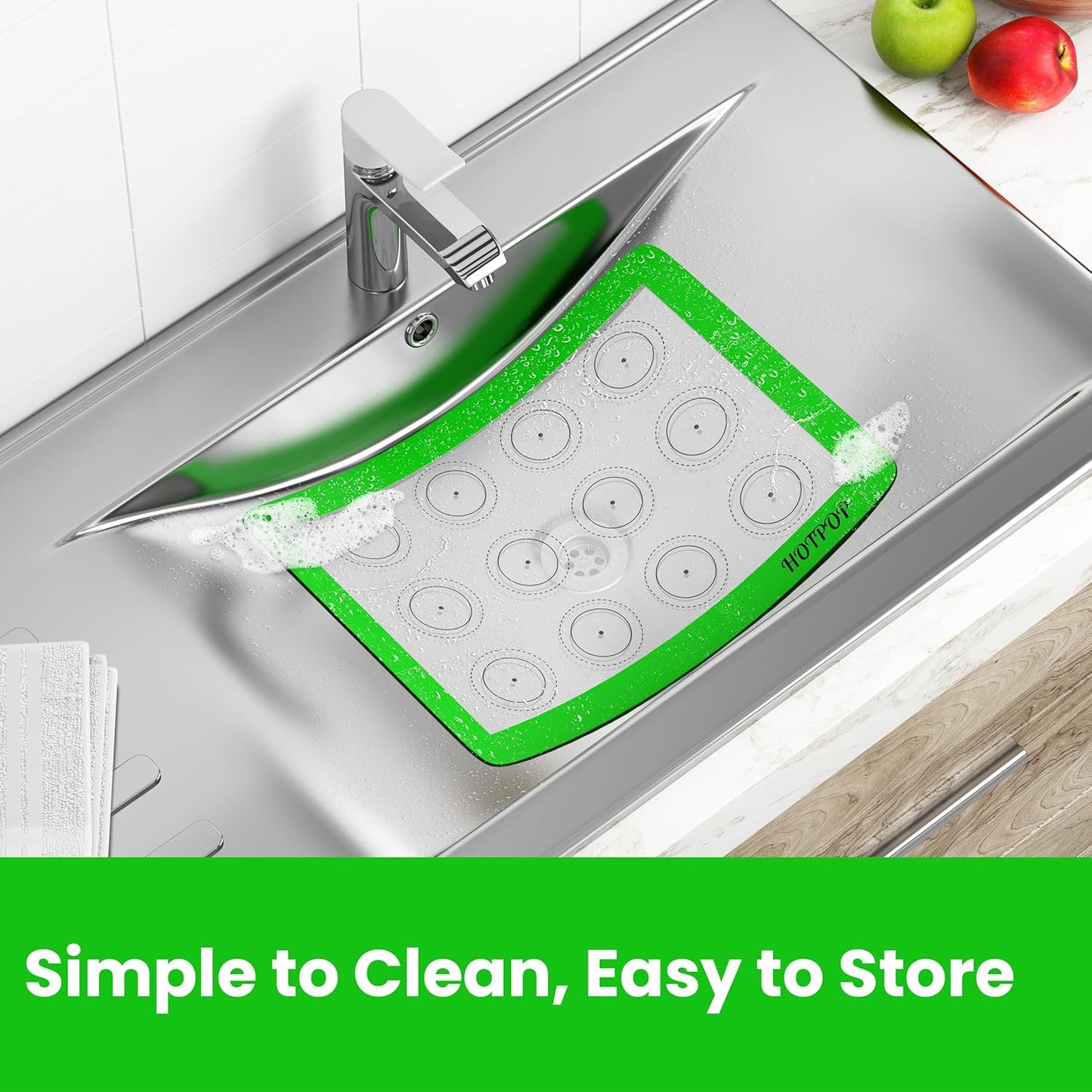 HOTPOP | Reusable Macaron Cookie Sheet, Non Stick Baking Mats, 0.75mm (2 Half Sheets , 2 Quarter Sheets), Set of 4