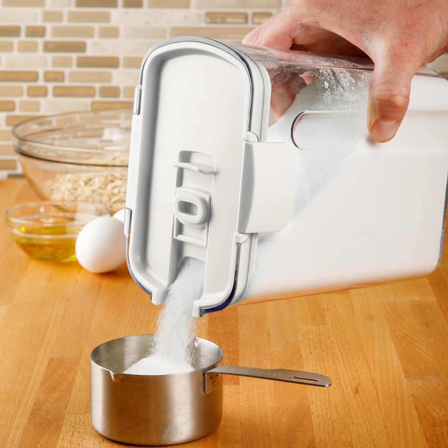 Progressive ProKeeper Baker's Airtight Kitchen Storage Canister Container Set for Flour, Sugar & More, Keeps Ingredients Fresh, with Accessories (White, 6- Piece)