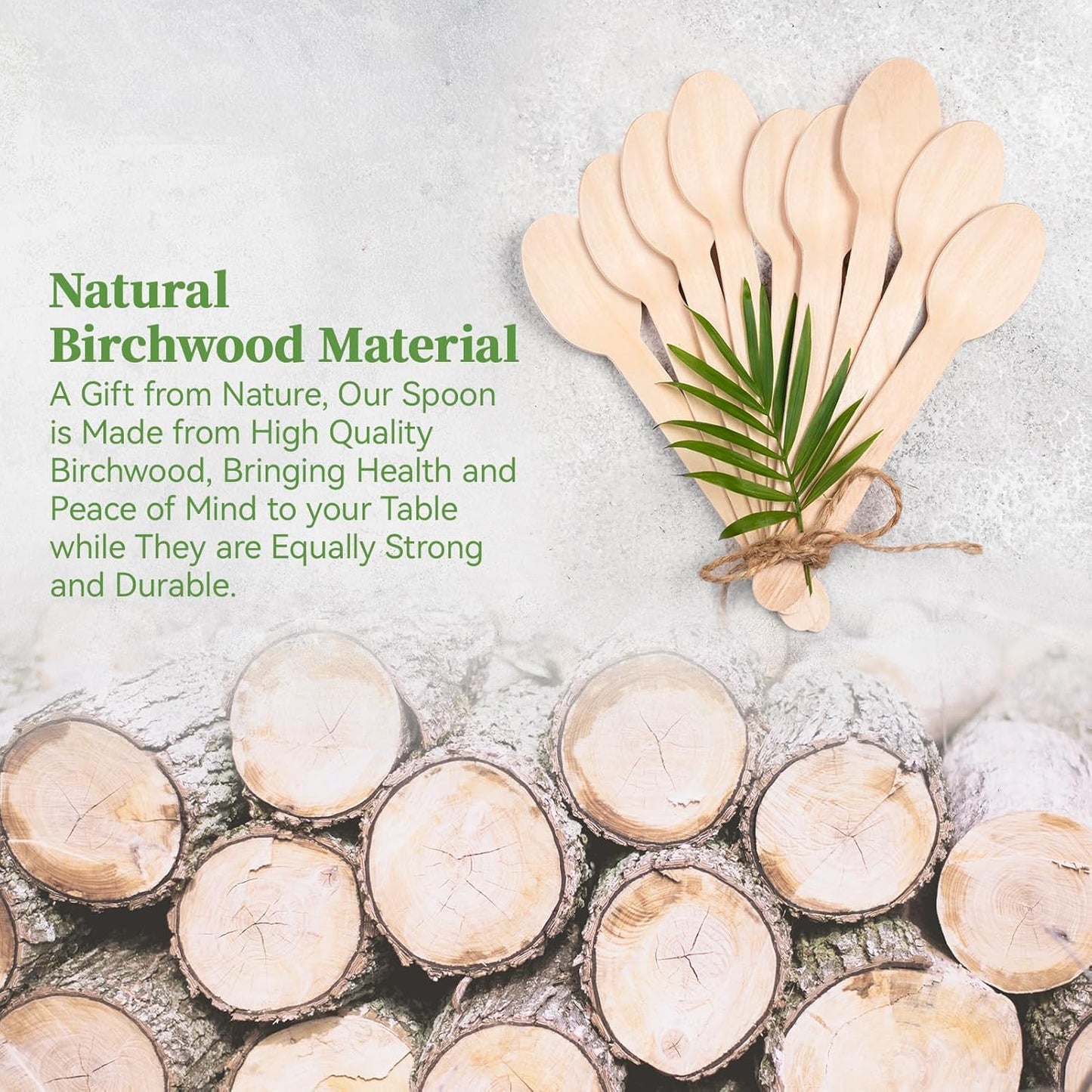 ECOLipak 300 Count Wooden Disposable Spoons, Compostable Wooden Spoons for Party, Camping, Traveling, Family Dinners