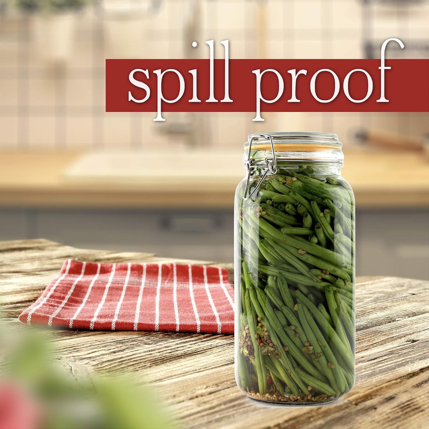 Galashield Glass Jars with Lids 67 oz Food Storage Jars with Airtight Lids Leak Proof Glass Canisters Kitchen Jars [Set of 2]