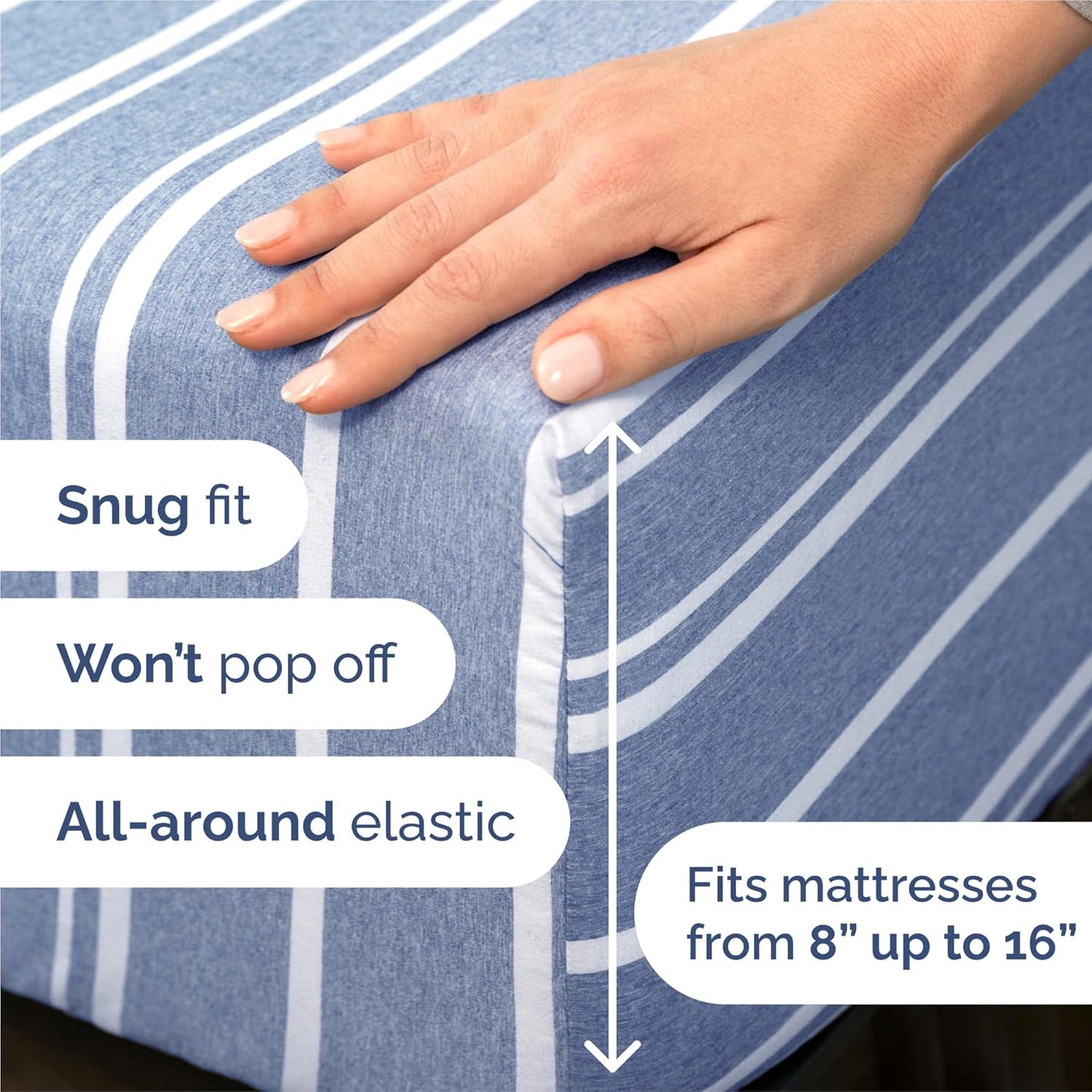 King Size 4 Piece Sheet Set - Comfy Breathable & Cooling Bed Sheets Set - Hotel Luxury Bedding for Women, Men, Kids, Teens, Boys & Girls - Deep Pockets, Soft, Wrinkle Free - Oeko-Tex - Blue Stripes 3