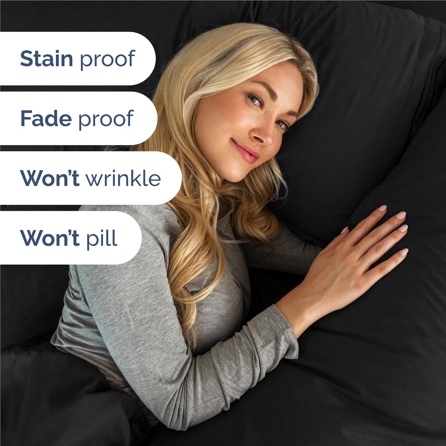 Twin XL Size 3 Piece Sheet Set - Comfy Breathable & Cooling Bed Sheets Set - Hotel Luxury Bedding for Women, Men, Kids, Teens, Boys & Girls - Deep Pockets, Ultra-Soft, Wrinkle Free - Oeko-Tex - Black