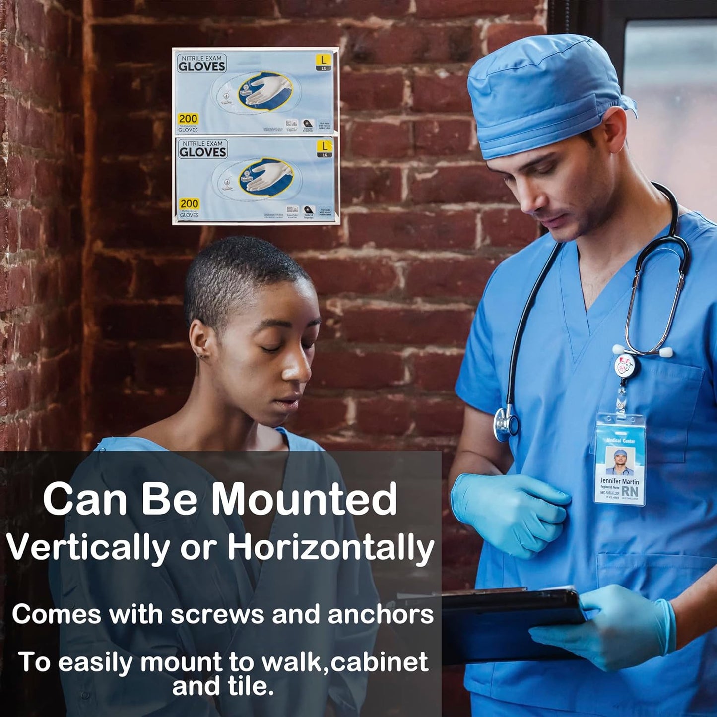 Glove Box Holder Dispenser Acrylic Double Side Loaded Clear Rack Storage Organizer for Medical, Latex, Rubber, Nitrile, Exam, Disposable Glove Boxes and Face Mask Holder Standing or Wall Mount