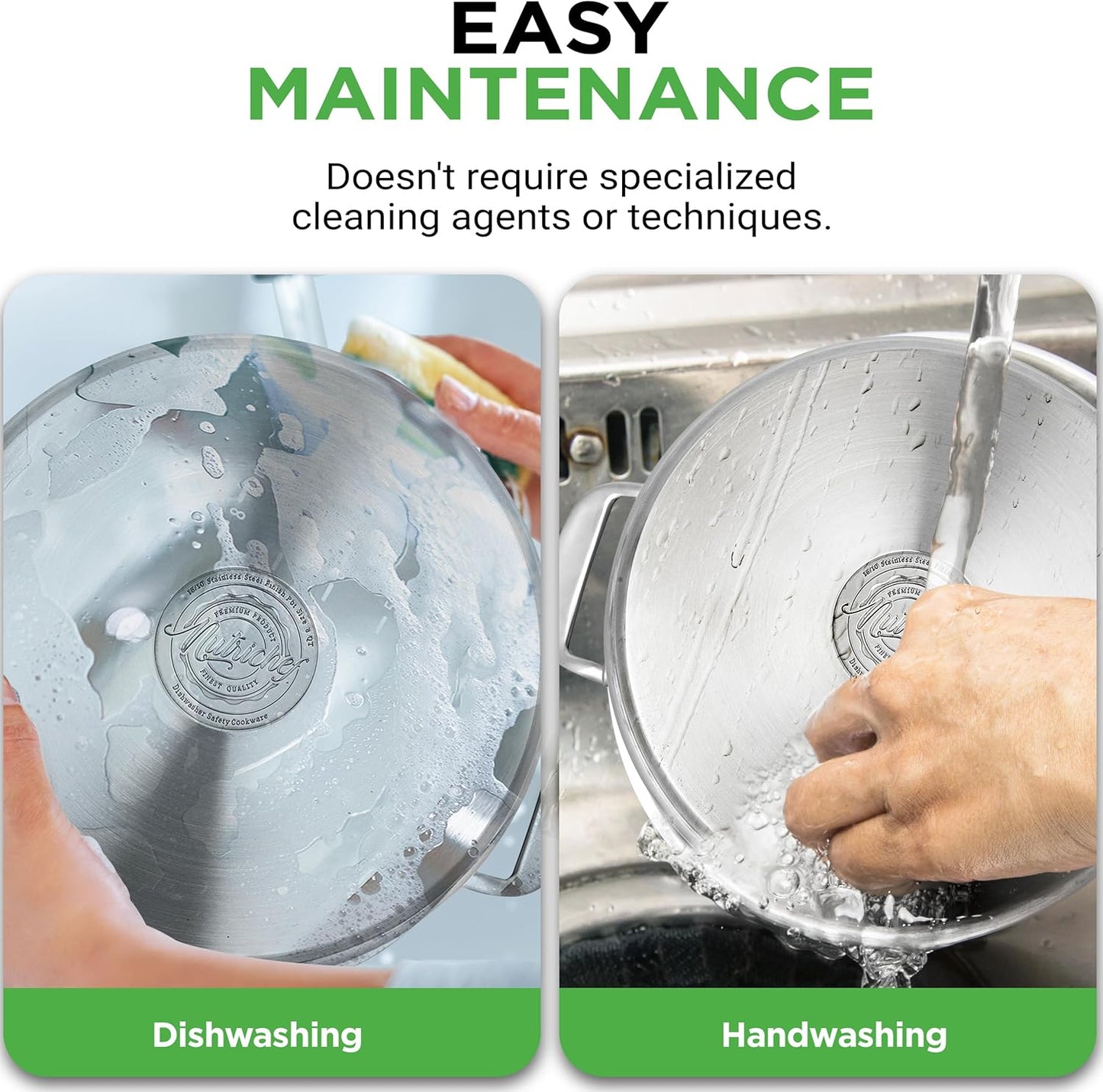 NutriChef Stainless Steel Cookware Stock Pot - 24 Quart, Heavy Duty Induction Soup Pot With Lid, Induction, Ceramic, Glass and Halogen Cooktops Compatible - NCSPT24Q