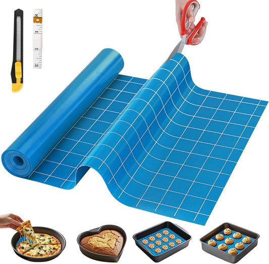Silicone Baking Mat, 16 IN x 6 FT Free Cutting Baking Sheet, Non-Stick Reusable Dough & Pastry Mat, Non-Slip Silicone Mat Roll for Air Fryer Liner, Freeze Dryer, Oven Baking Pan, Kitchen Counter