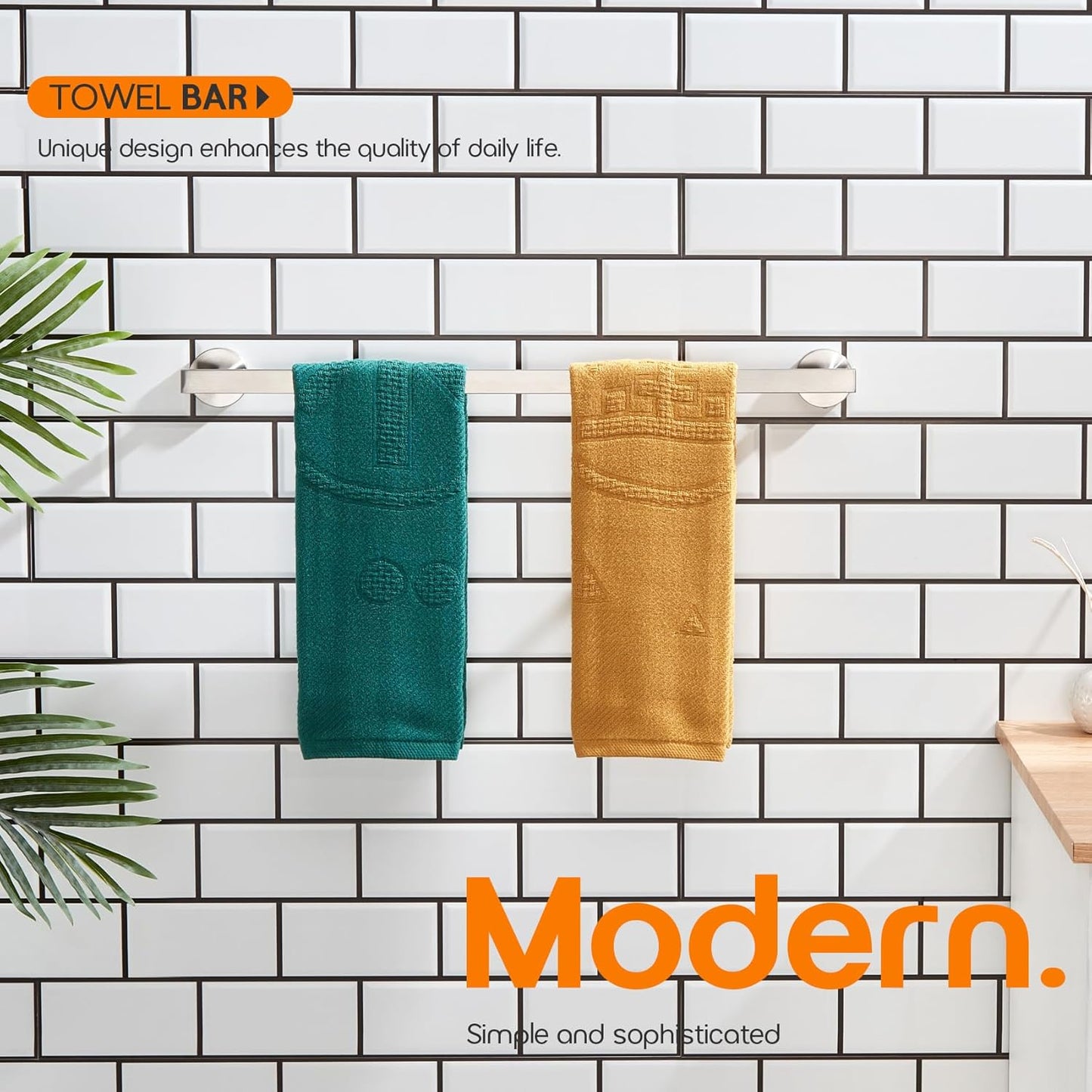 20 Inch Bathroom Towel Bar Bath Towel Rack Kitchen Towel Holder Towel Shelf Wall Mounted SUS304 Stainless Steel Brushed Nickel AN4001BR-L20