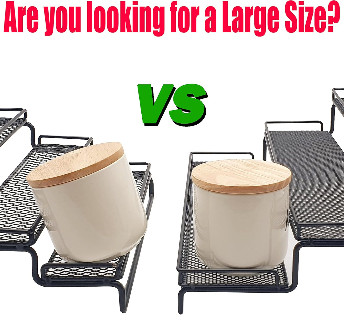 3 Tier Wide Expandable Cabinet Spice Rack Organizer (14.5" to 29.1") - Step Shelf with Protection Railing, Black