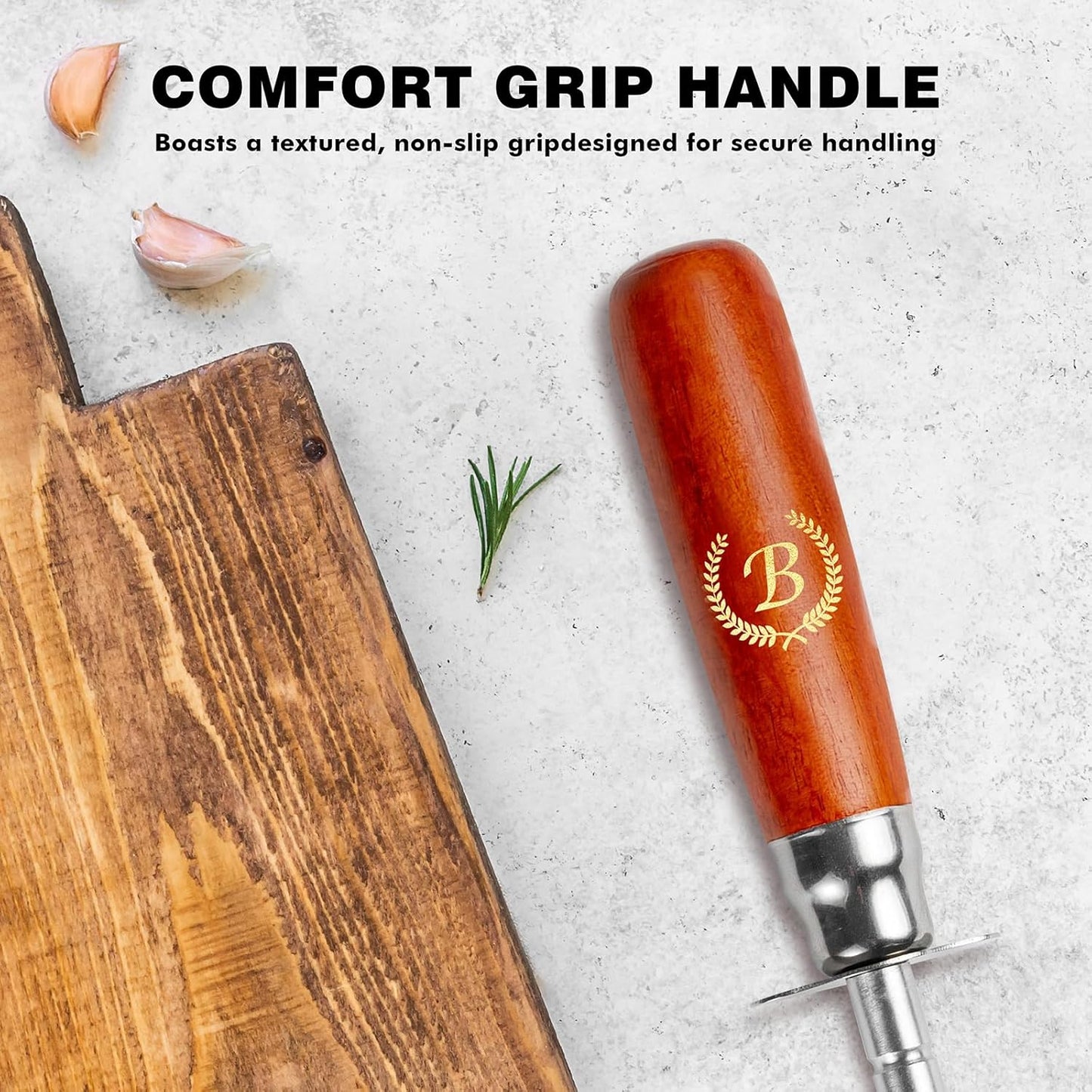 Knife Sharpener Rod, Kitchen Knives Sharpener Carbon Steel Professional Knife Sharpening Steel, Honing Rod with Hanging Holes (13 inches), B