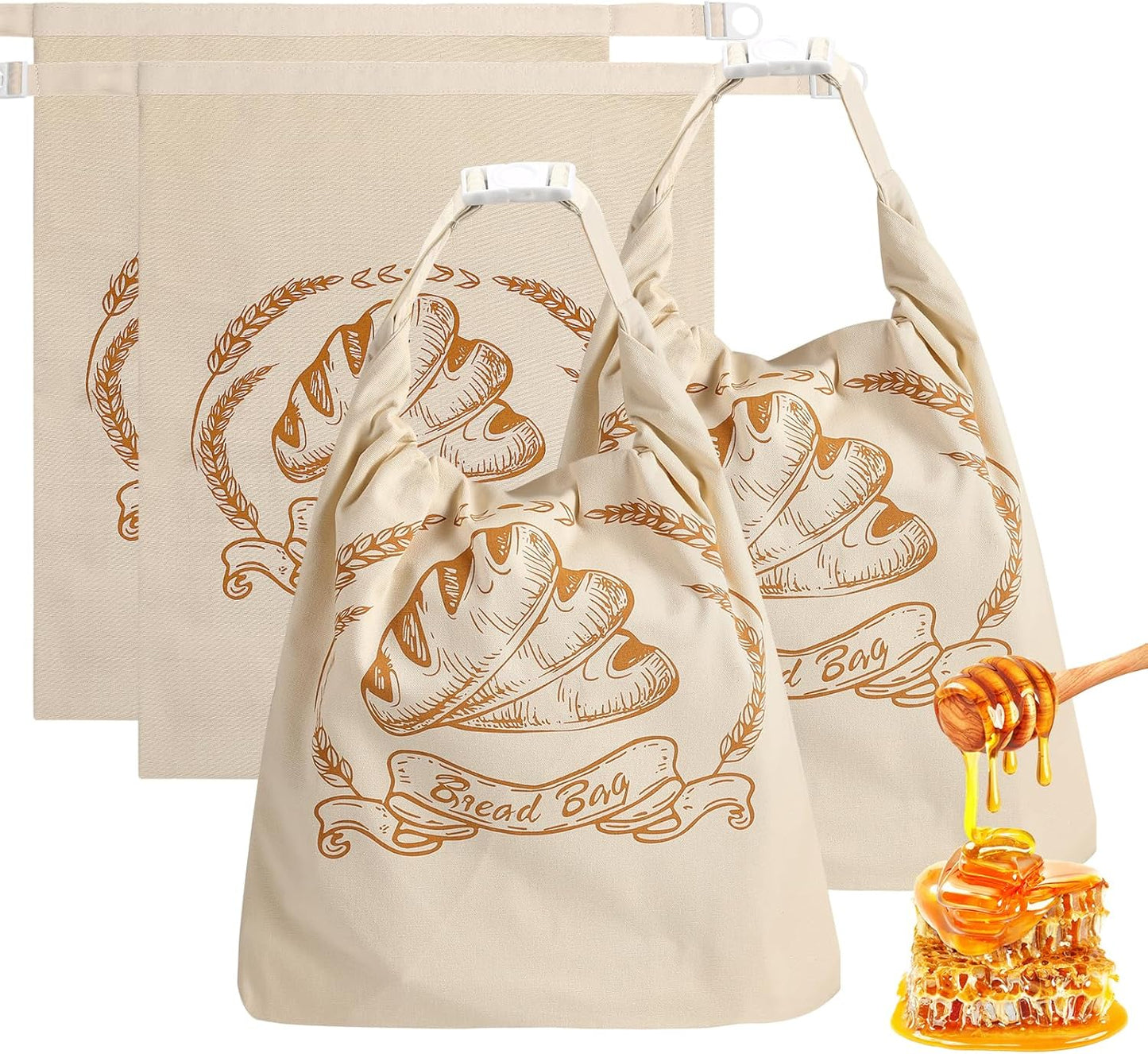 4 Pack Reusable Linen Bread Bags for Homemade,Organic Linen Bread Bag for Homemadesourdough 17 x3 inches Food Storage Cloth Bag，Keep Fresh and Upgrade Large Capacity Portable