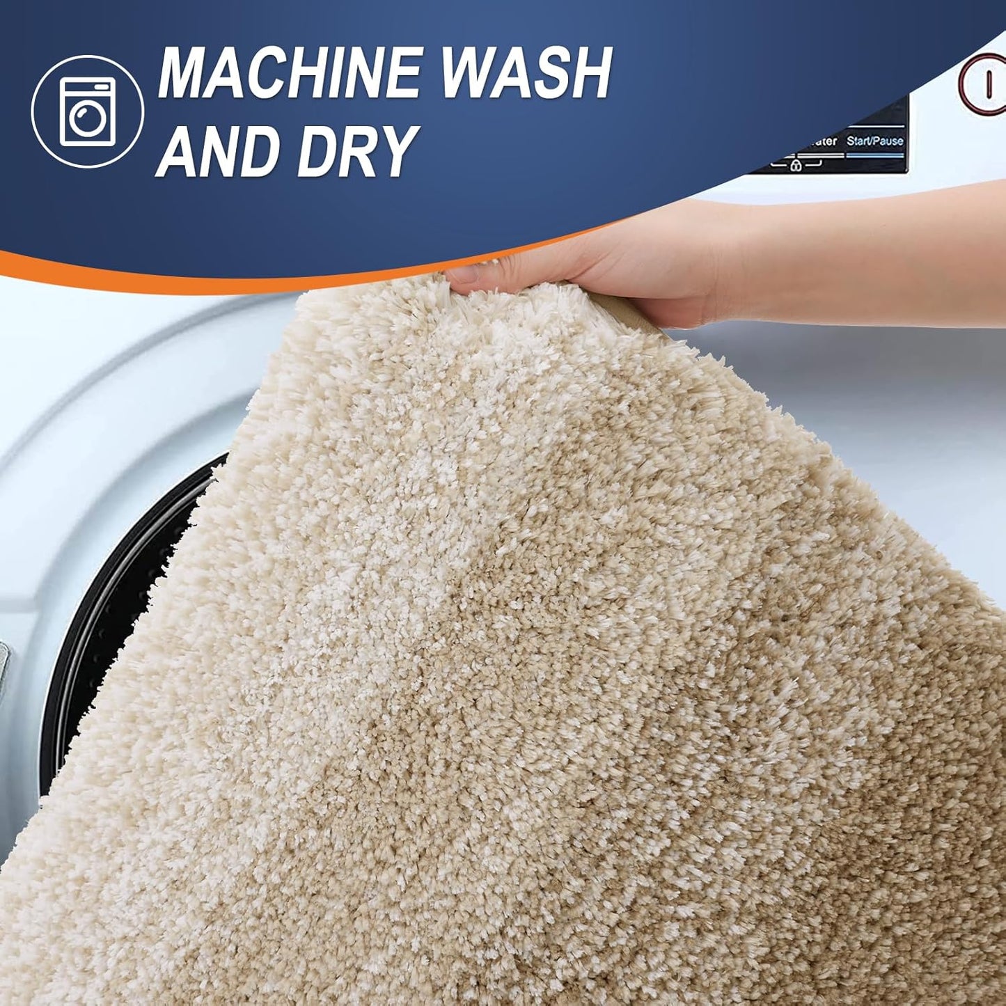 OLANLY Bathroom Runner Rugs 44x24, Extra Soft Absorbent Microfiber Bath Rugs, Rubber Backing, Quick Dry, Machine Washable Bath Mats for Bathroom Floor, Tub and Shower, Home Decor Accessories, Tan