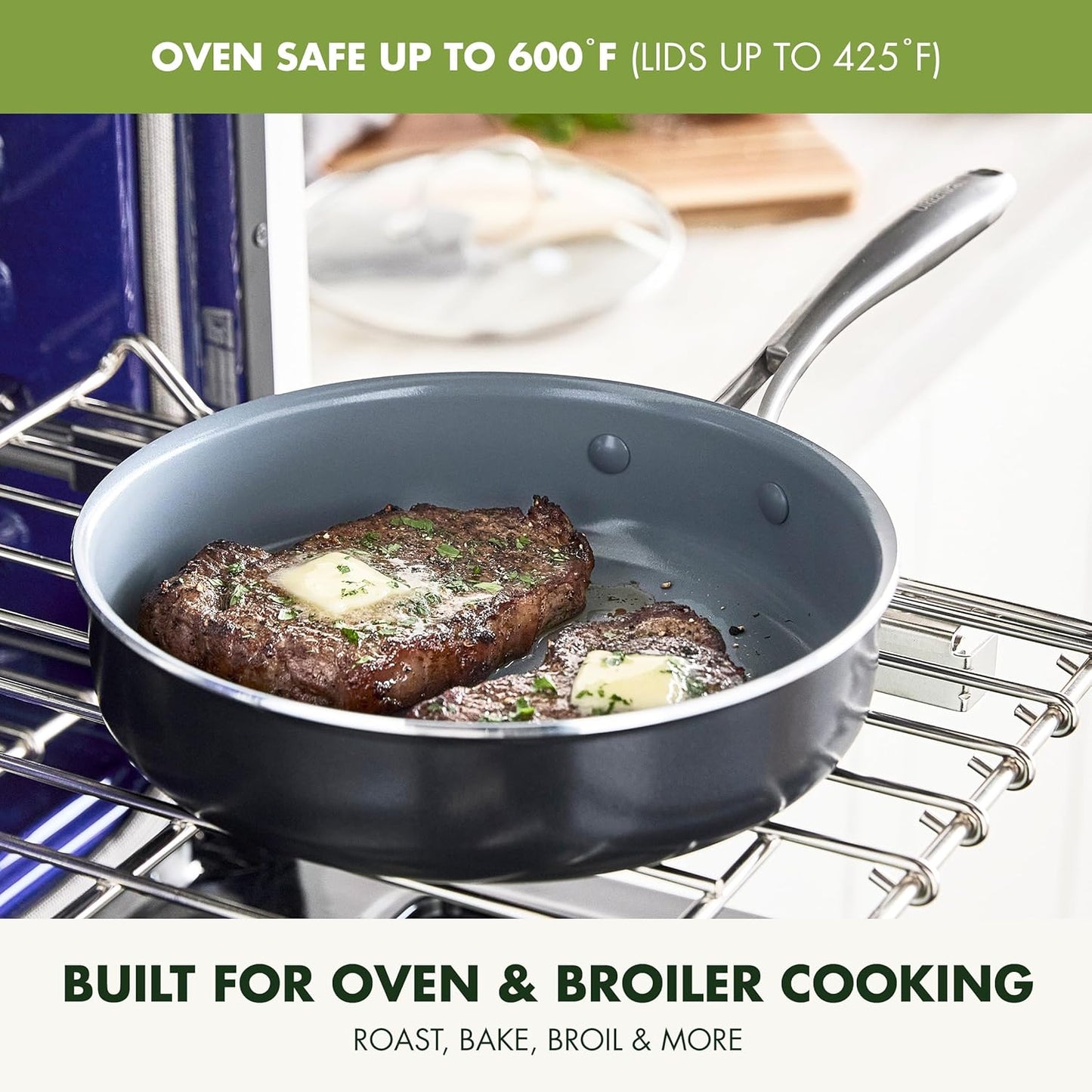 GreenPan 17 Piece Nonstick Swift Cookware Set, Ceramic PFAS-Free Pots & Pans with Lids, Dishwasher & Oven/Broiler Safe to 600F, Kitchen Cooking Set, Sauce, Saute, Stock, Griddle, Frying Pans, Gray