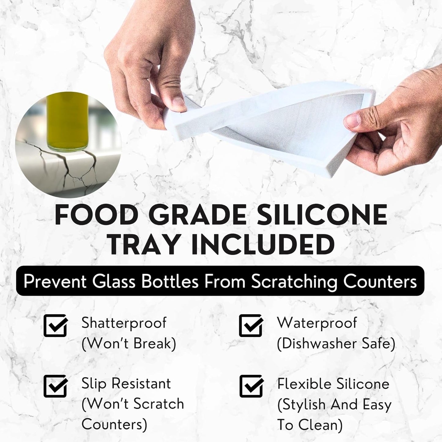 Olive Oil Dispenser Bottle For Kitchen With Silicone Tray & 40 Labels, Soy Sauce Dispenser, Coffee Syrup Dispenser, Olive Oil Bottles Set Of 2, Gold