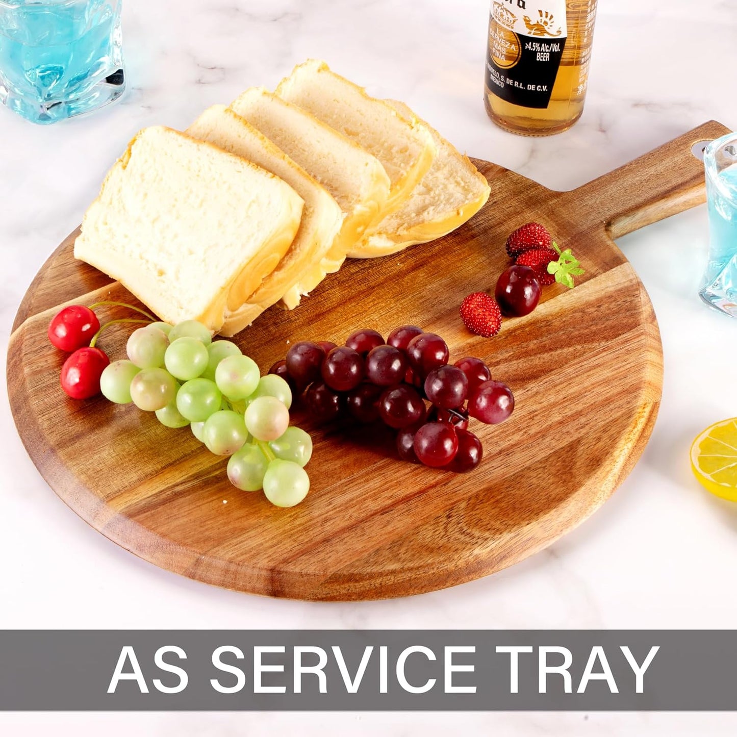 Acacia Wood Pizza Peel, 12 inch Pizza Cutting Board Set with Pizza Cutter and Server, Wooden Pizza Paddle Pizza Chopping Board with Handle for Homemade Pizza, Baking, Cutting Vegetable, Cheese