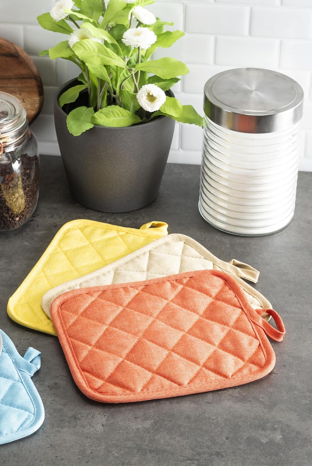 American Linen Pot Holders, Hot Pads, Table Pads for Kitchen and Dining Table, Non Slip Heat Resistant Hot Pot Holder (Multi, 8 Pack)