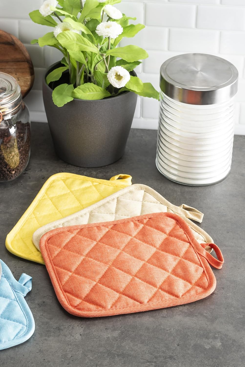 American Linen Pot Holders, Hot Pads, Table Pads for Kitchen and Dining Table, Non Slip Heat Resistant Hot Pot Holder (Sunshine, 8 Pack)