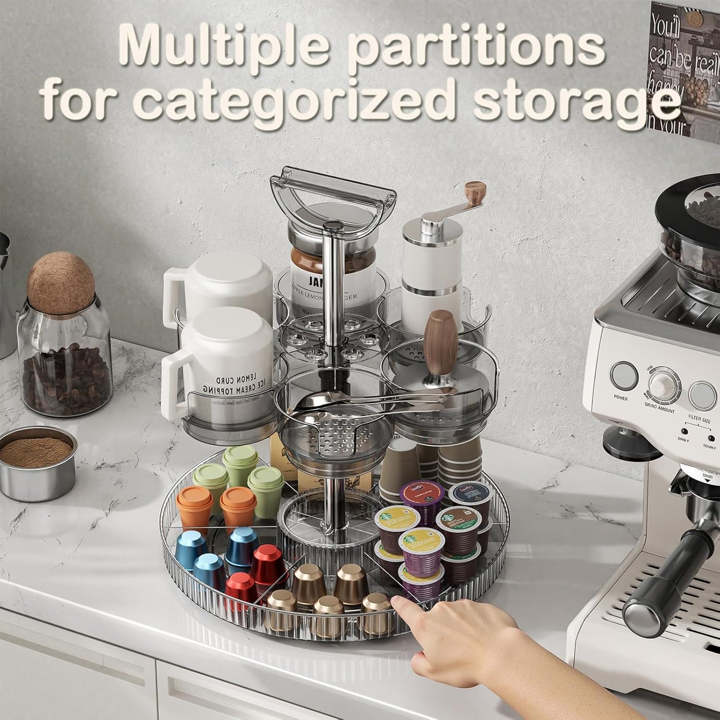 Rotating Stanley Cup Holder, Portable Water Bottle Organizer for 6 Stanley 40 oz & Mug, Adjustable Lazy Susan Organizer for Table Top Cabinet Home Countertop Pantry Shelf Tumbler Lid Organizer