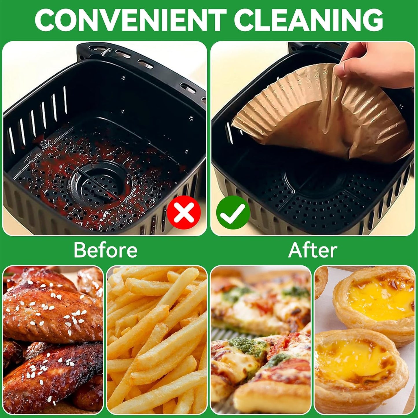 Air Fryer Liners,125 PCS Round Non-stick Disposable Paper Liners for 5-8QT, OAMCEG 8 inch Air Fryer Parchment Baking Paper for Frying, Baking, Cooking, Roasting and Microwave