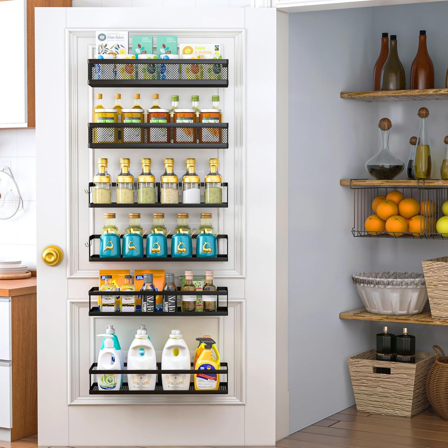 PUSDON Metal Wall Hanging Basket 2 Packs DIY Suitable for Multiple Scenes - Large Black Netting