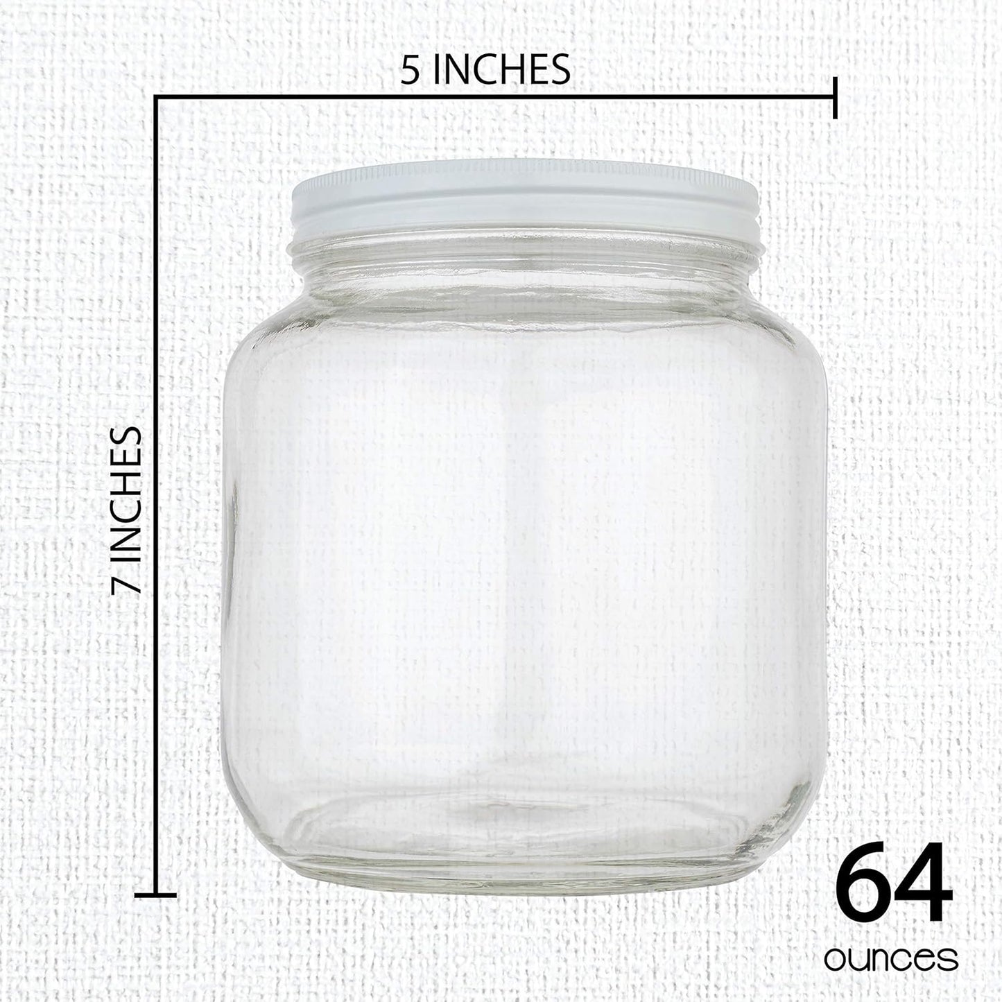 kitchentoolz 2 Pack Large Mason Jars Wide Mouth 64 oz – Half Gallon Glass Jar with Lid – 1/2 Gallon Mason Jar Airtight for Canning, Storing, Brewing, Pickling – Big Mason Jar with Lid