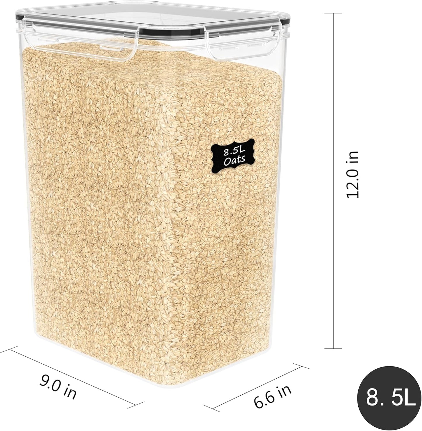 2 PC Flour Sugar Storage Containers (8.5L | 287 Oz) Extra Large Food Storage Containers with Lids - Airtight Leakproof BPA FREE Flour Container for Rice, Cereal, Sugar
