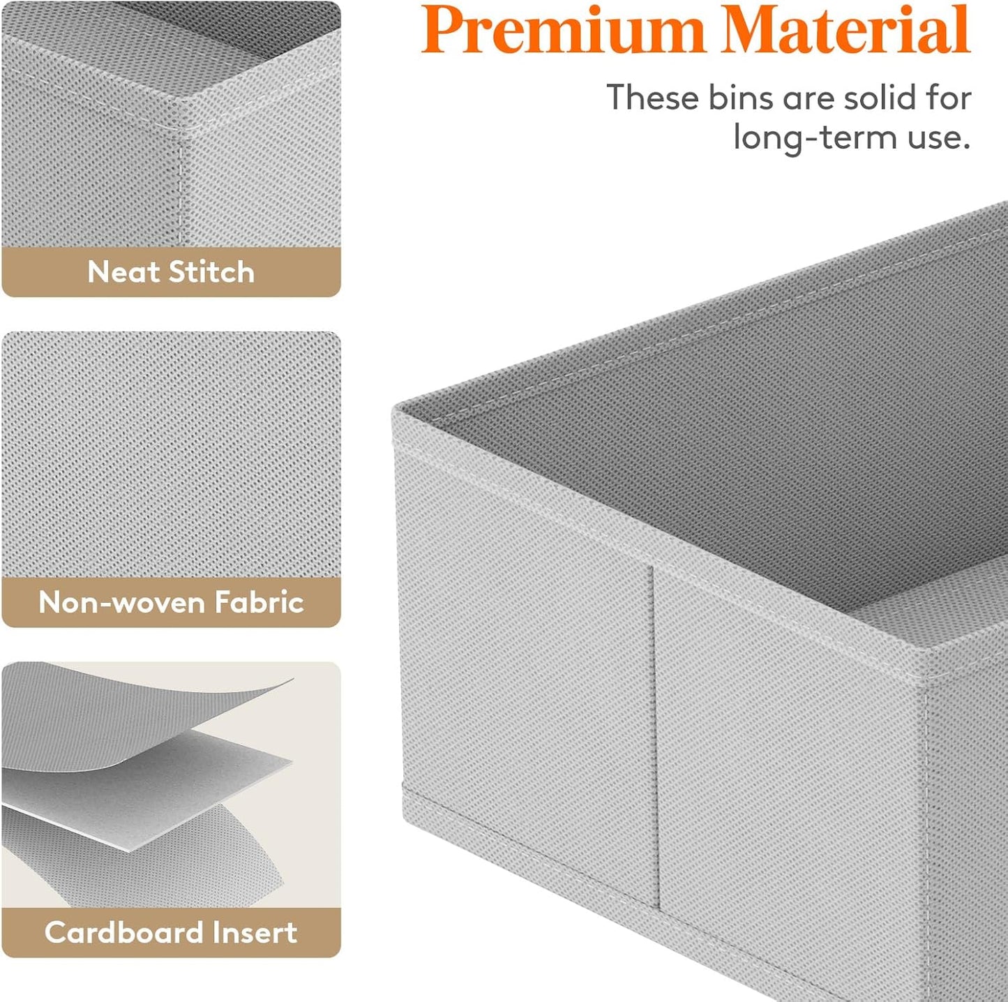 Lifewit Underwear Drawer Organizer for Closet 36 Pack, 3 Sizes Dresser Organizer Dividers, Deep Fabric Foldable Drawer Storage Organizer Bins for Clothes/Sock/Bra/Lingerie/Undies, Light Grey