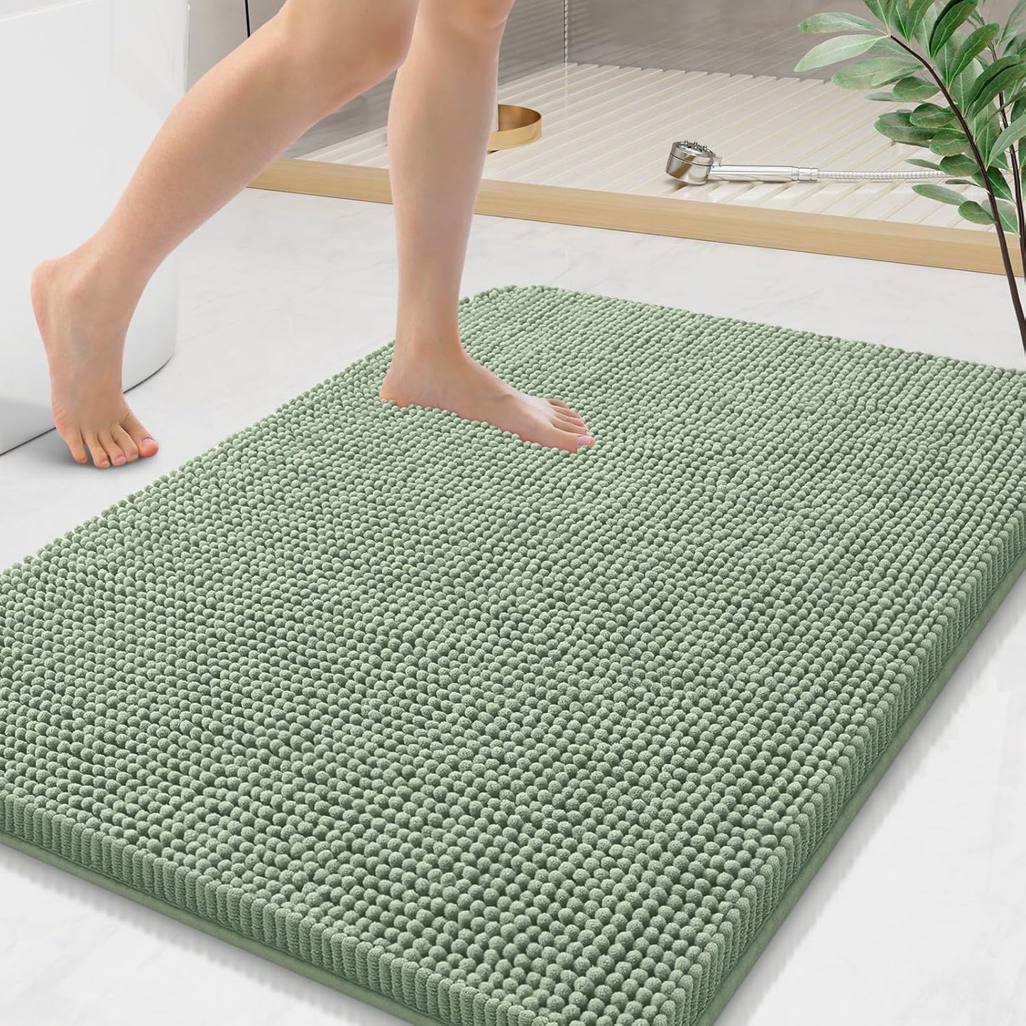 Arotive Bathroom Rugs 36x24, Extra Soft Absorbent Shaggy Chenille Bath Rugs, Machine Washable Rubber Backing Non-Slip Bath Mats for Bathroom Floor Tub and Shower, Home Decor Accessories, Sage Green