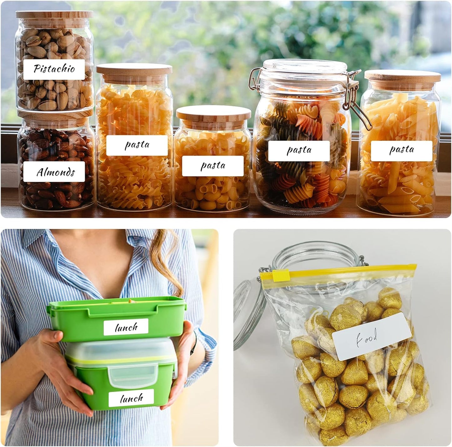 Removable Freezer Labels, Date Label 1x2 Inch Food Storage Stickers, Waterproof Oil Resistant Easy Clean Leaves no Residue 300 Total Per Roll,2 Rolls