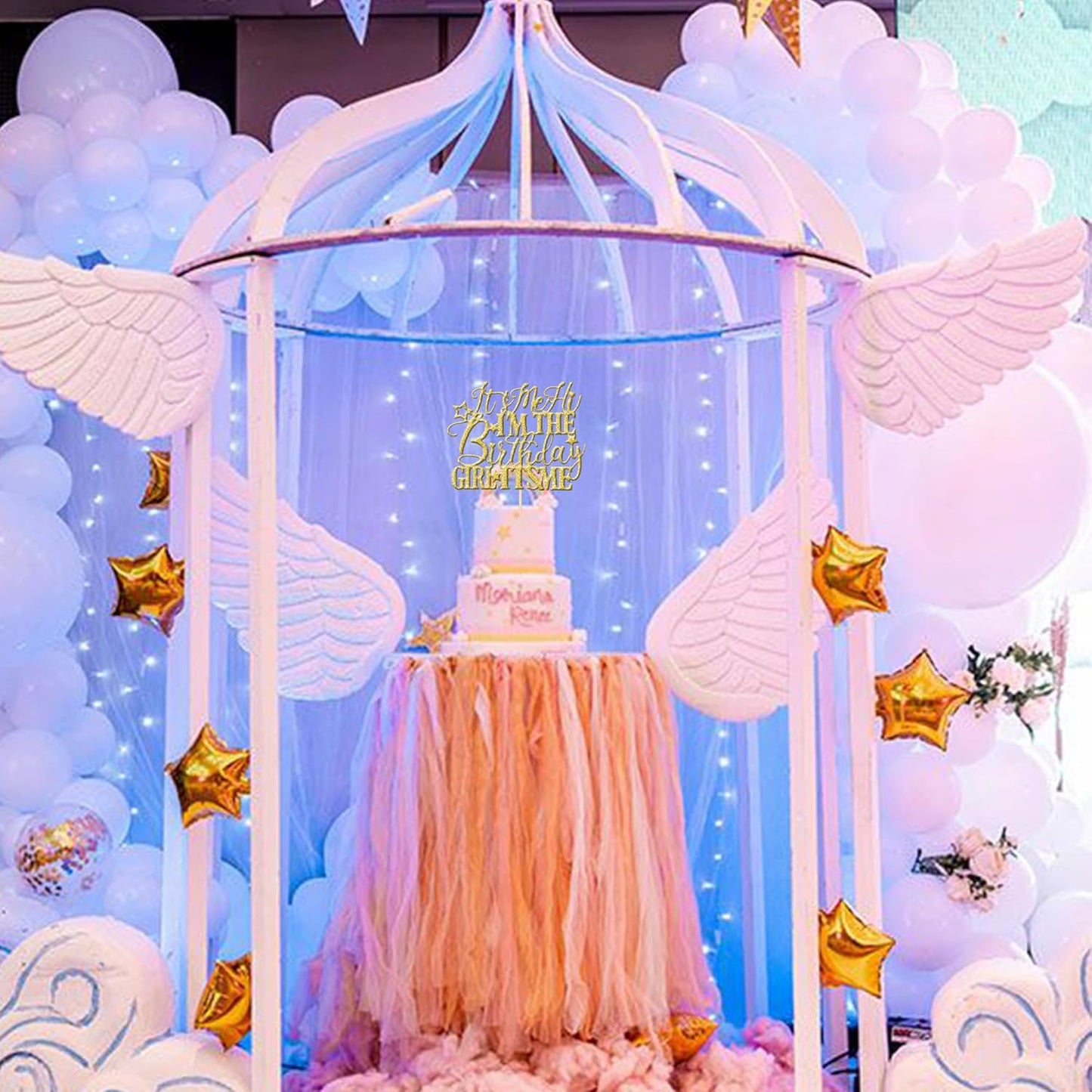 1 PCS It's Me Hi I'm the Birthday Girl It's Me Cake Topper Glitter Funny Girls Birthday Cake Pick for Hot Pop Music Singer Birthday Party Cake Decorations Supplies Gold