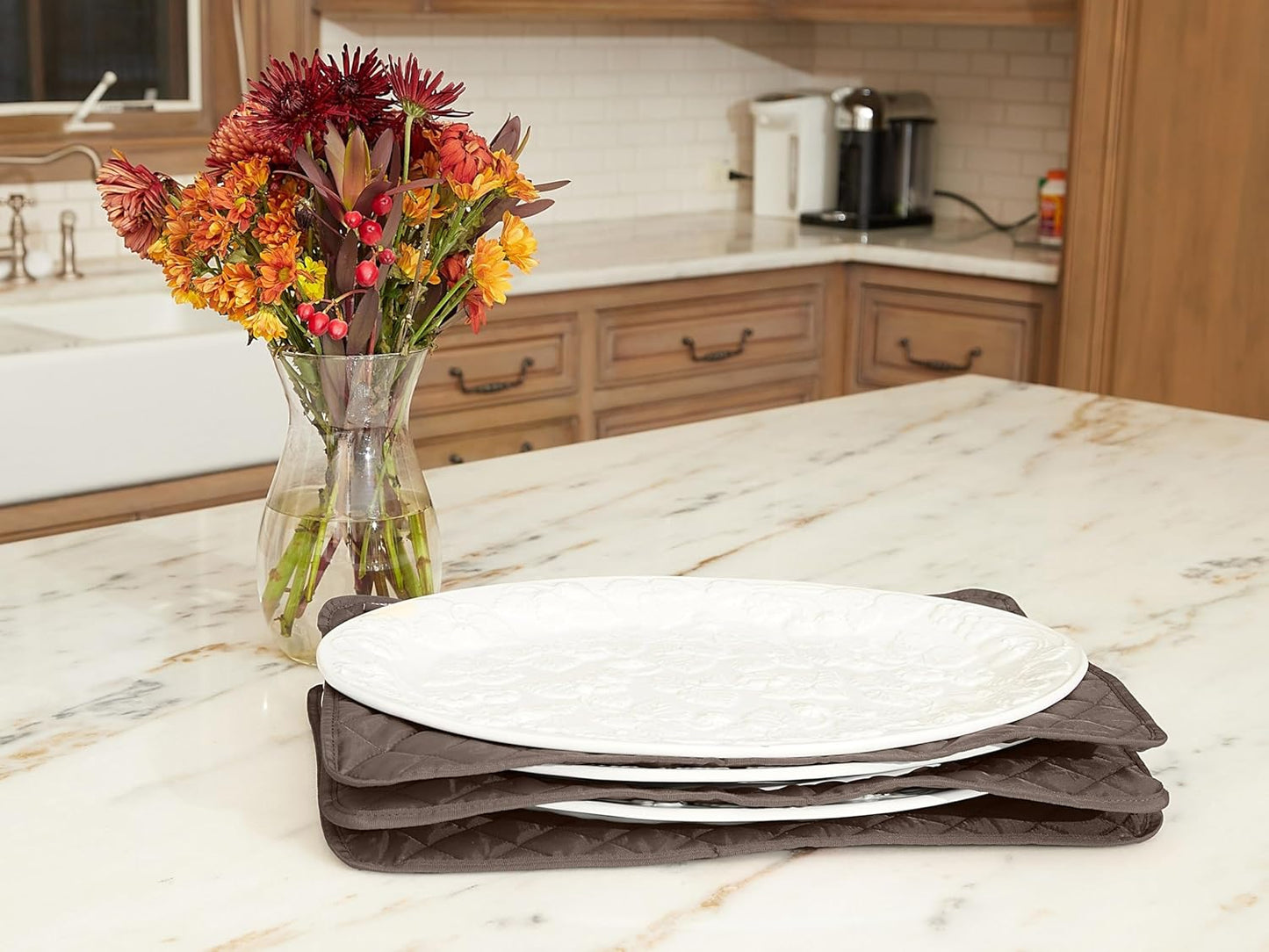 Covermates Keepsakes - Quilted Divider Set - Set of 4 - Scratch & Breakage Protection - Stain Resistant - Machine Washable - China Storage, Bronze