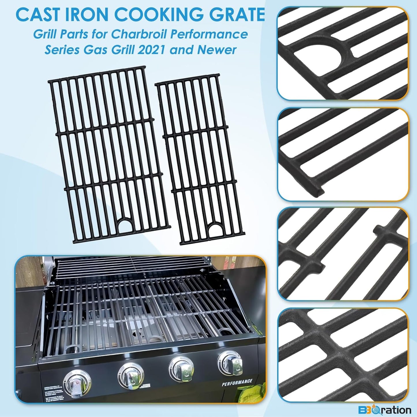 17" Grill Grate for Charbroil Performance 4 Burner 463352521 463354021 463365021 463365522 Cooking Grate for Charbroil Grill Replacement Parts 463366022 G426-0004-W1 G426-0005-W1
