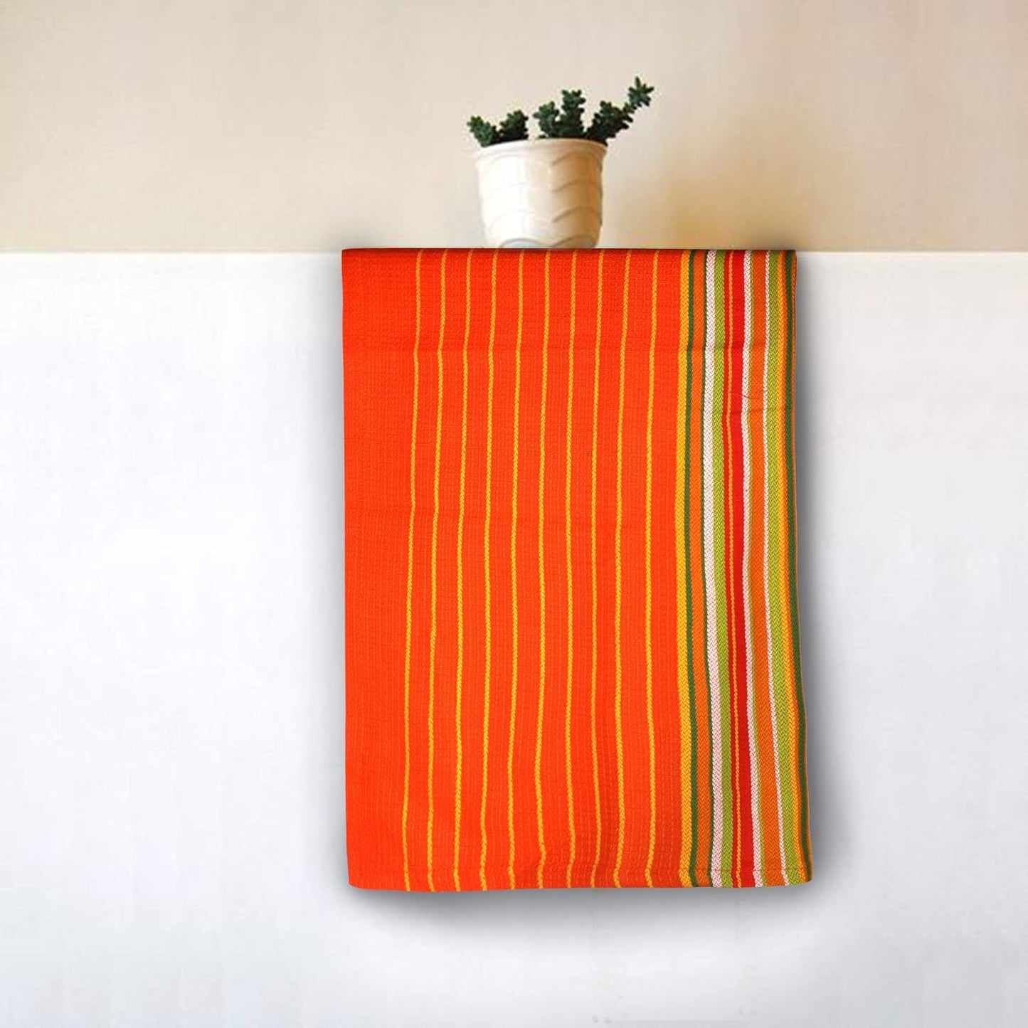 Urban Villa Kitchen Towels Waffle Stripes Dish Towels for Kitchen Orange Waffle Set of 6 Kitchen Towels Highly Absorbent 100% Cotton Over Sized 20X30 in with Mitered Corners Kitchen Hand Tea Towels