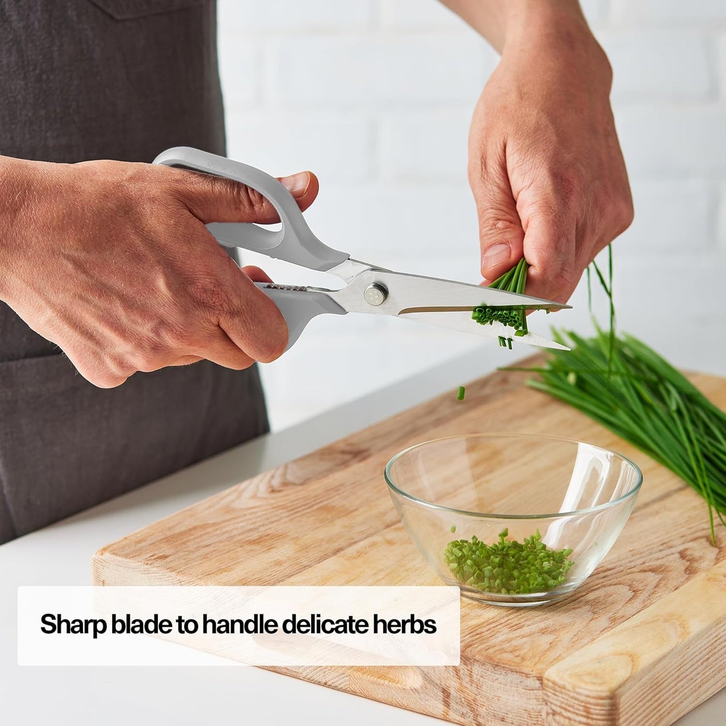 Misen Heavy Duty Kitchen Shears - Comfortable Ambidextrous Scissors for Meat, Poultry, Herbs & More - Easy to Clean - German Stainless Steel - Large | White