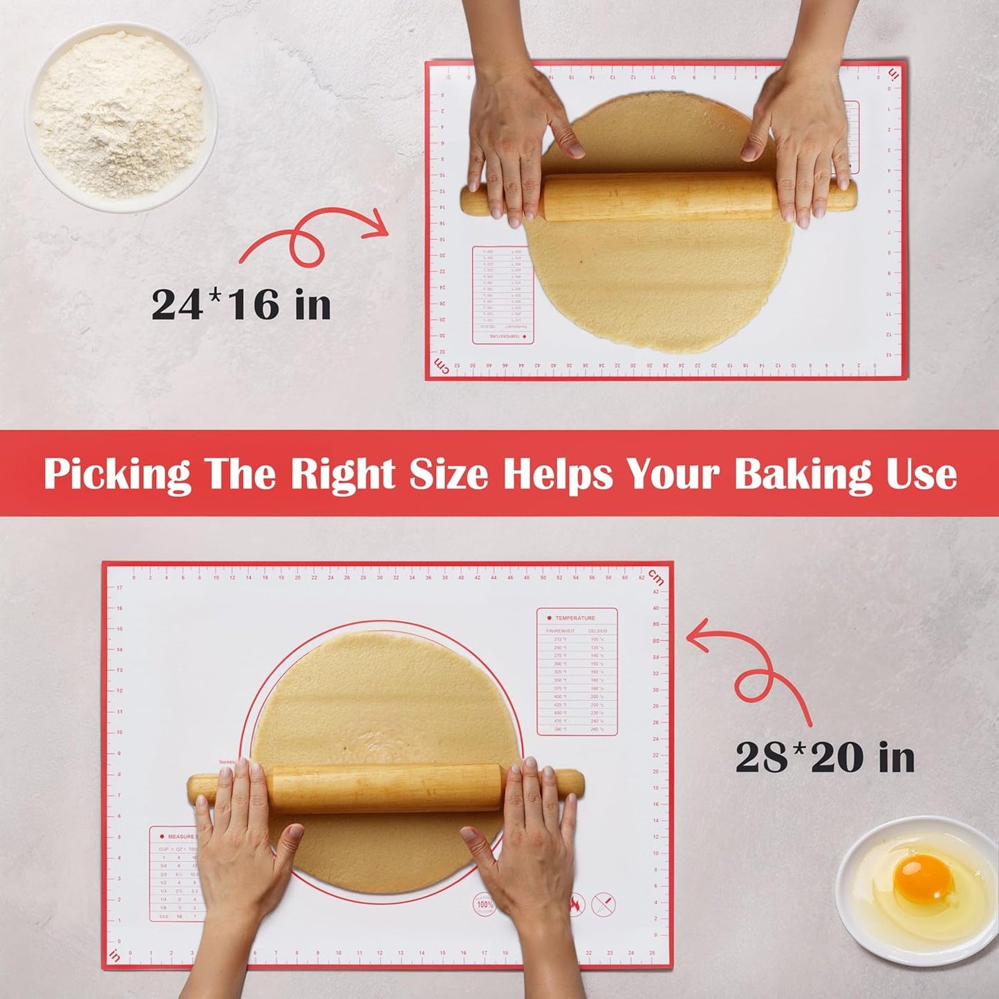 BlueBark 1 PCS - 24"L x 20"W Non-stick Silicone Baking Mat for Pastry & Dough, Sourdough Bread Making Tools, Kitchen Counter, Cooking Enthusiasts