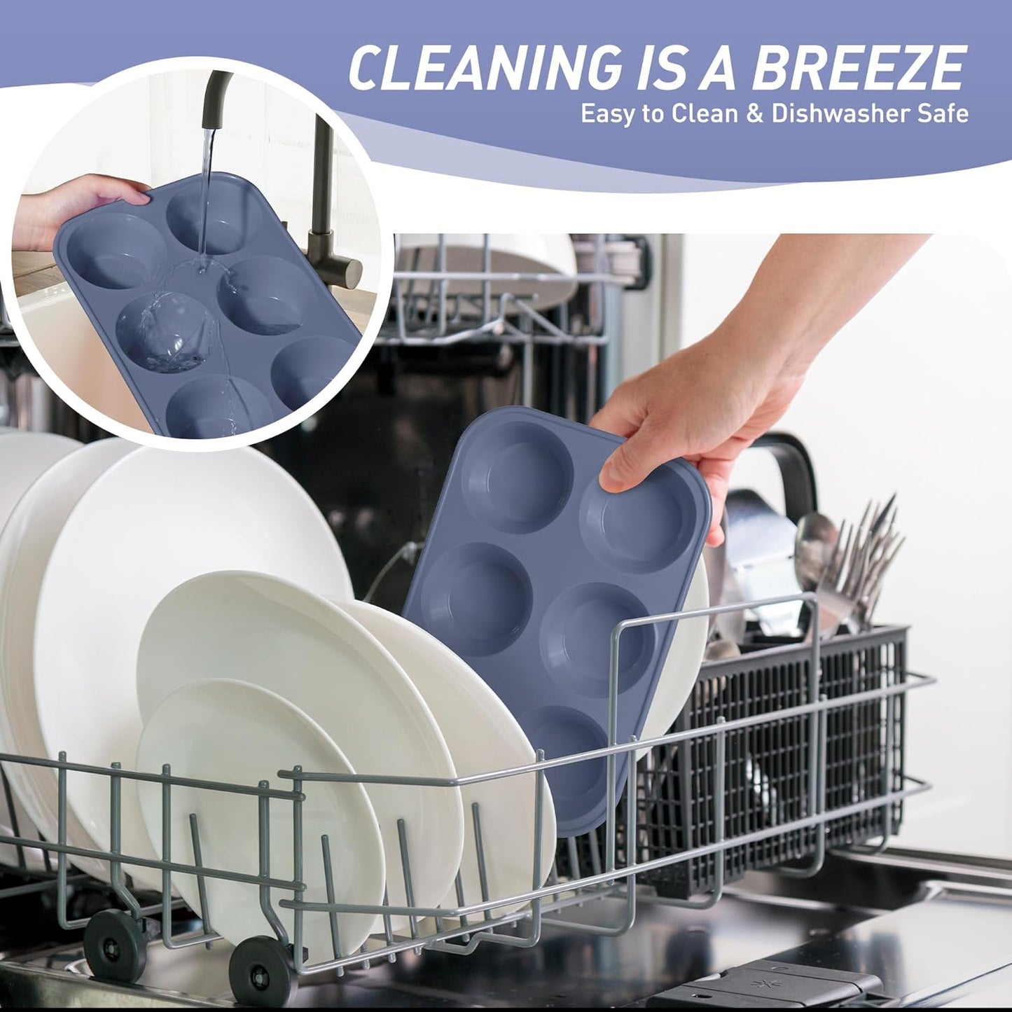 2 Pack 6 Cups Silicone Jumbo Muffin Pan with Metal Reinforced Frame Silicone Molds for Baking Cupcake Cake Baking Pans Muffin Tin Tart Pans Baking Set for Easter Christmas holiday Cookie Tin