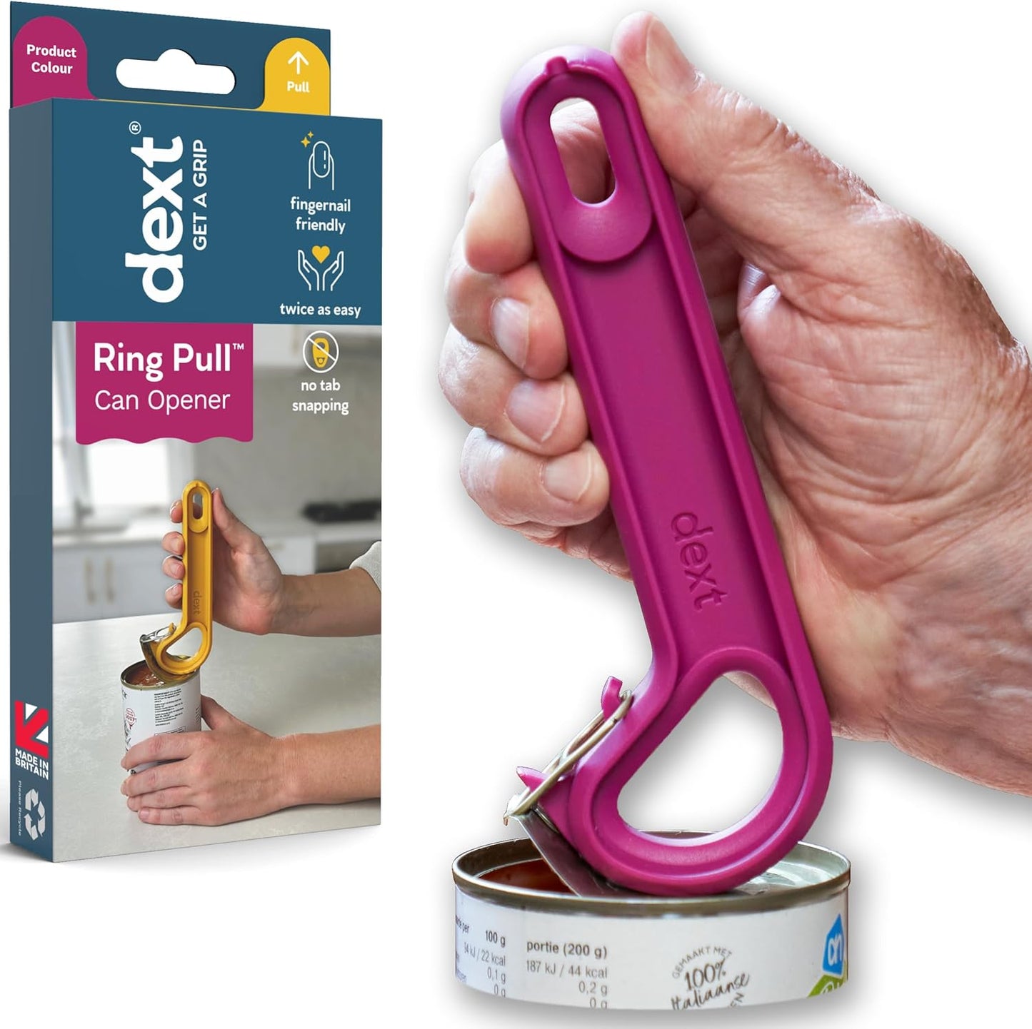Ring Pull & Pop Top Can Opener (Mulberry) Easy Open Any Pull Tab Cans for Seniors, Soda, Pet Food, Cat Cans, Beer, Parkinsons Aids for living Gifts, Gadgets for People with Arthritis, kitchen gadgets.