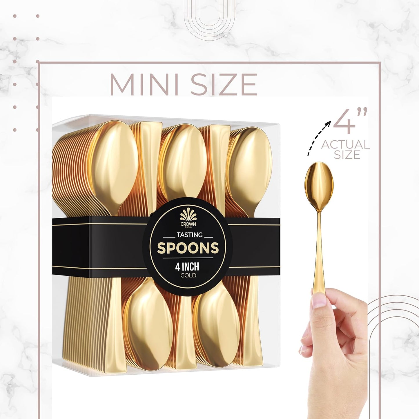 Exquisite Mini Spoons For Desserts - Bulk Pack Of 200 Gold Dessert – Disposable 4.5 Inch Plastic Appetizer Real Flatware Look Miniature Bpa Free Food Safe